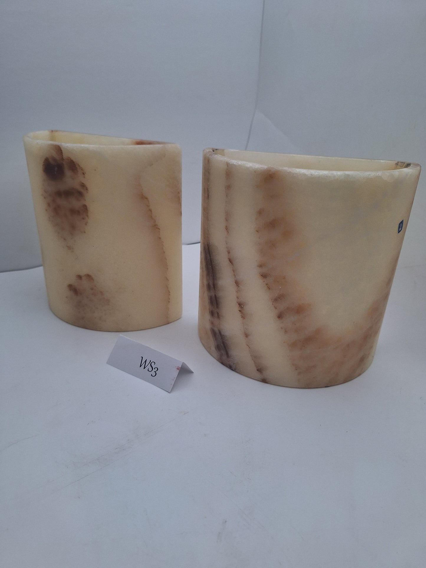 Beige & Orange Onyx Wall Sconce Set