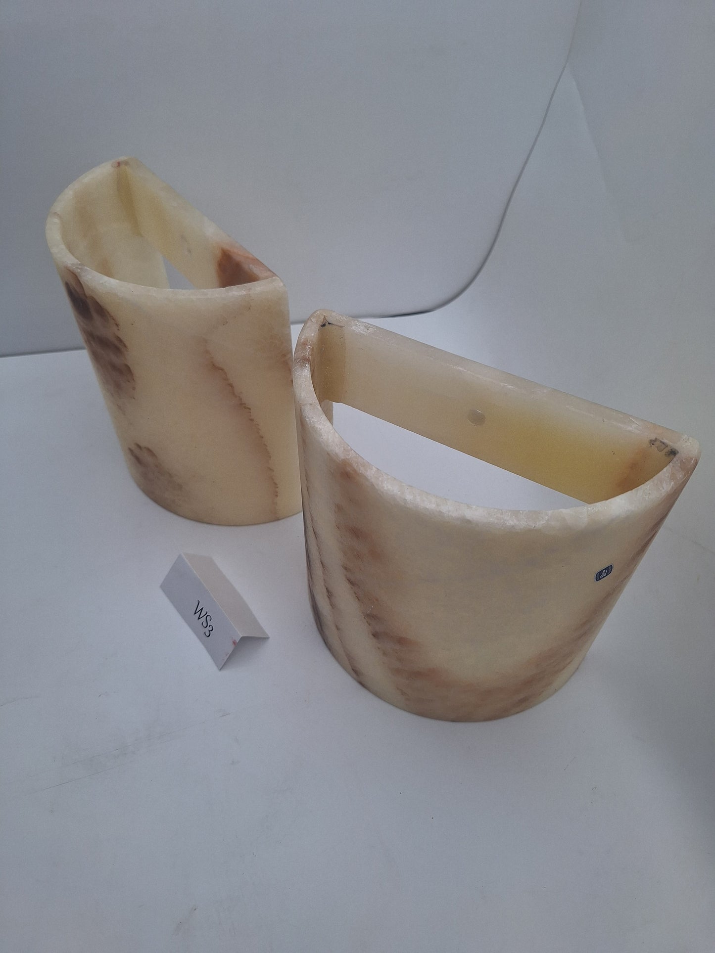 Beige & Orange Onyx Wall Sconce Set