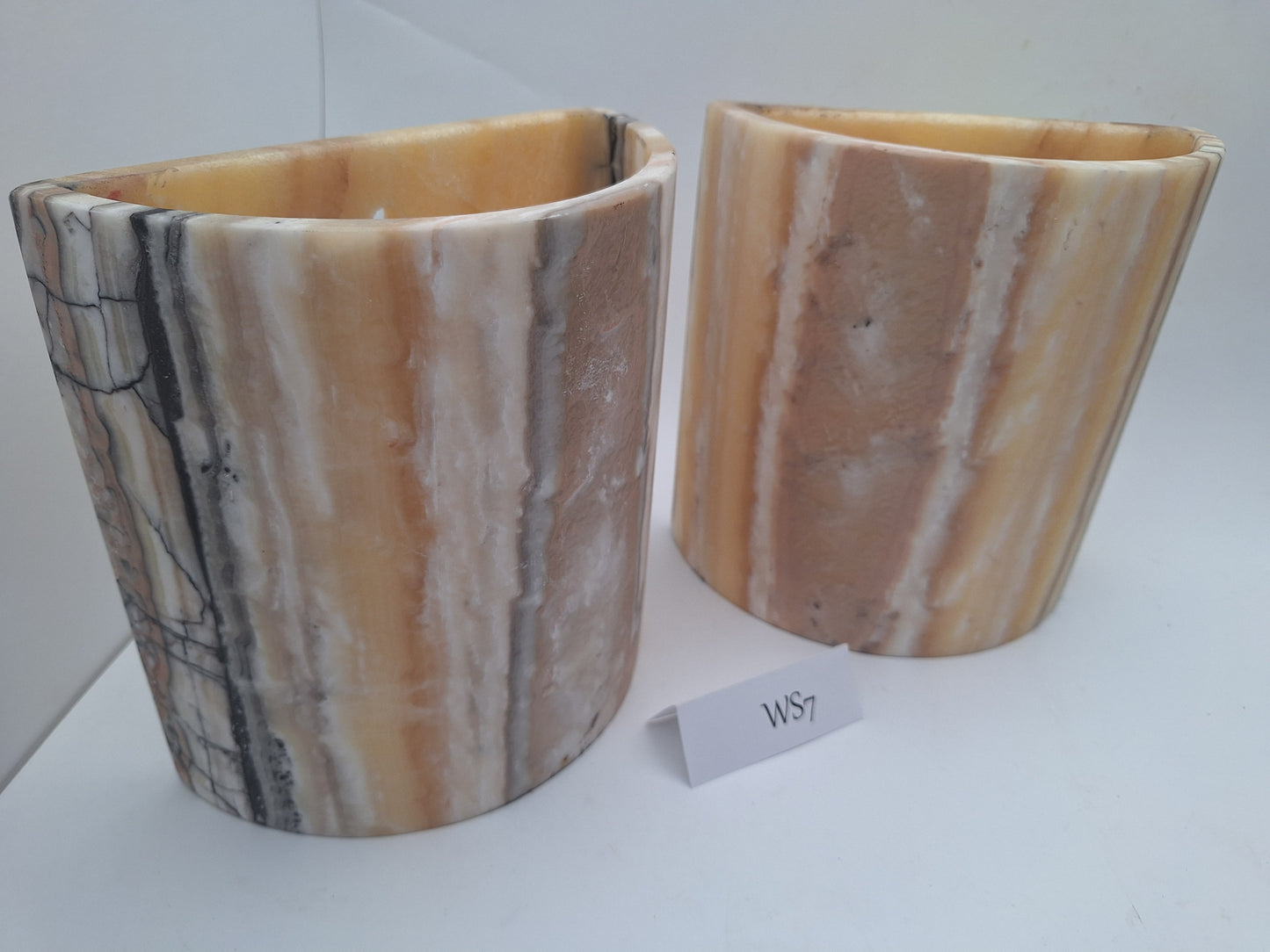 Beige & Yellow Onyx Wall Sconce Set