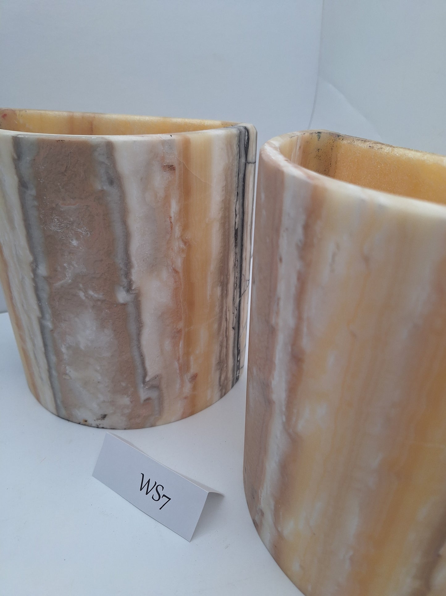 Beige & Yellow Onyx Wall Sconce Set