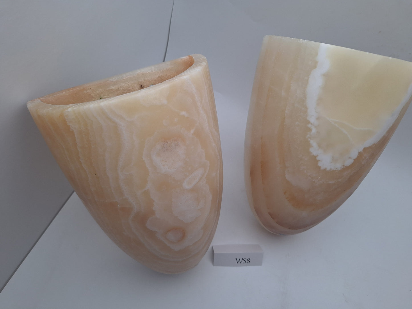 Beige & White Onyx Wall Sconce Set