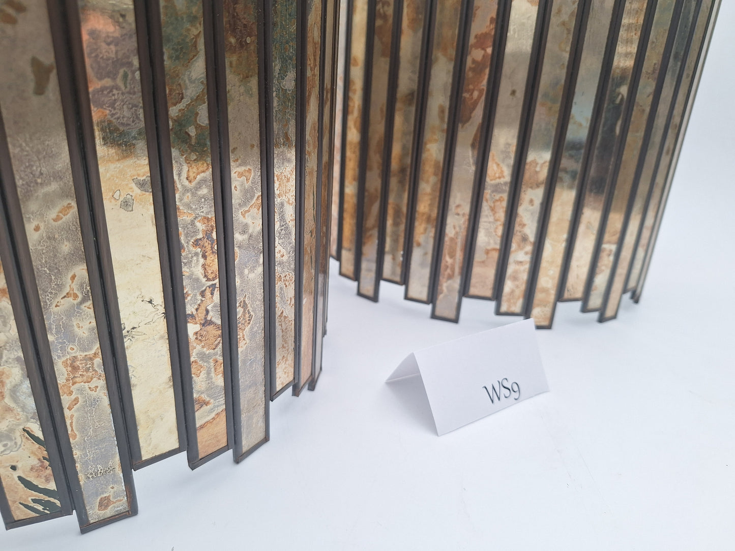 Distressed Tin & Glass Wall Sconce Set