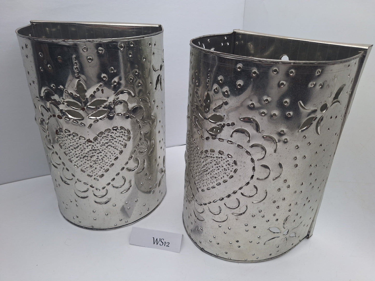 Silver Tin Wall Sconce Set