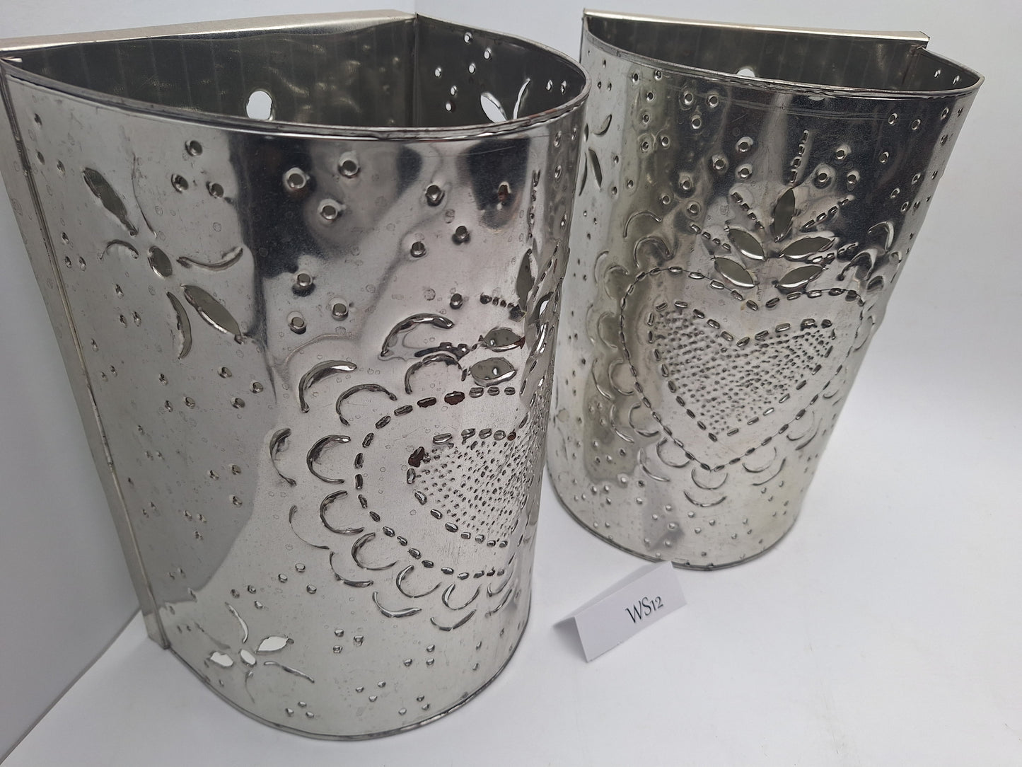 Silver Tin Wall Sconce Set