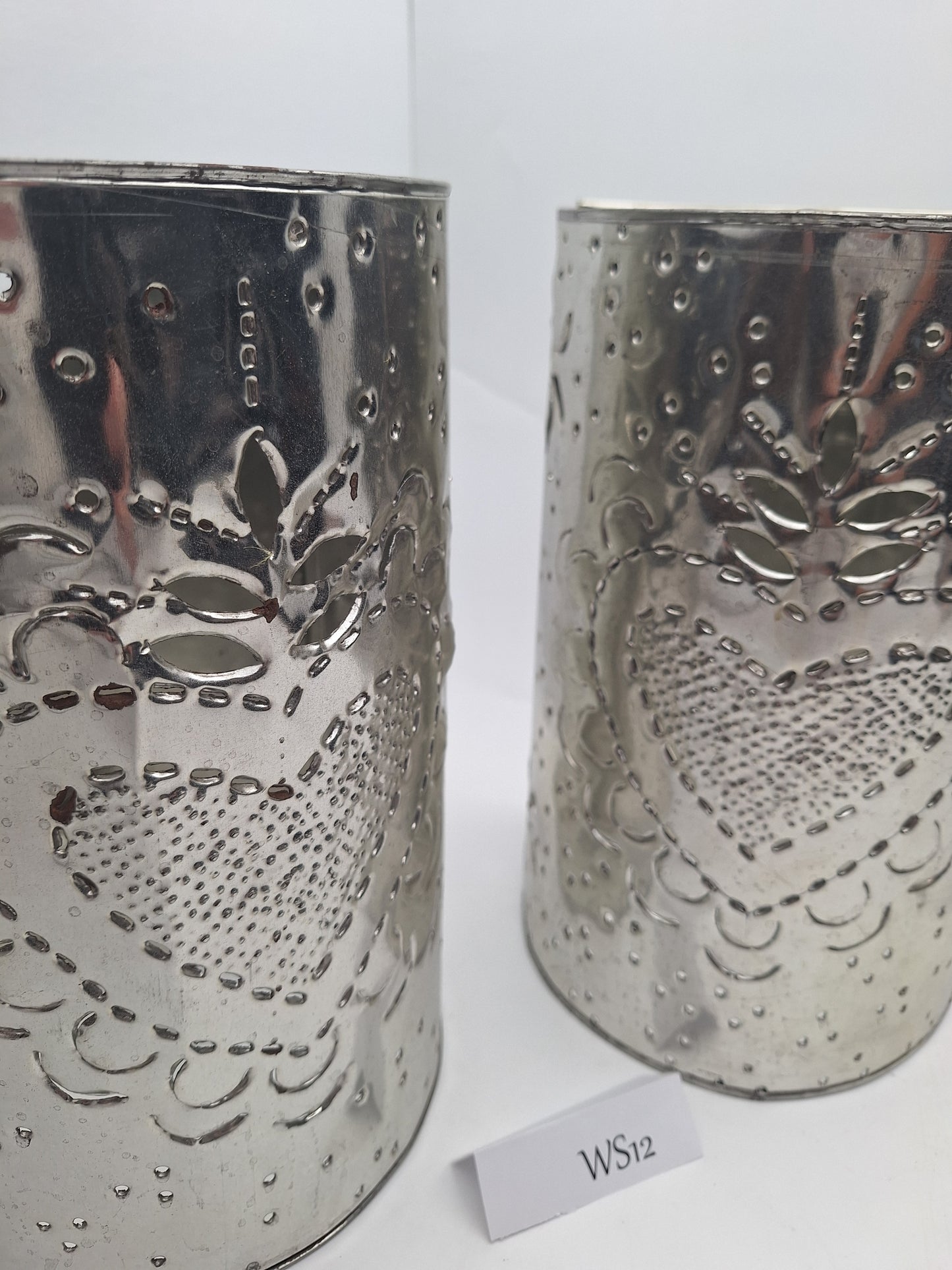 Silver Tin Wall Sconce Set
