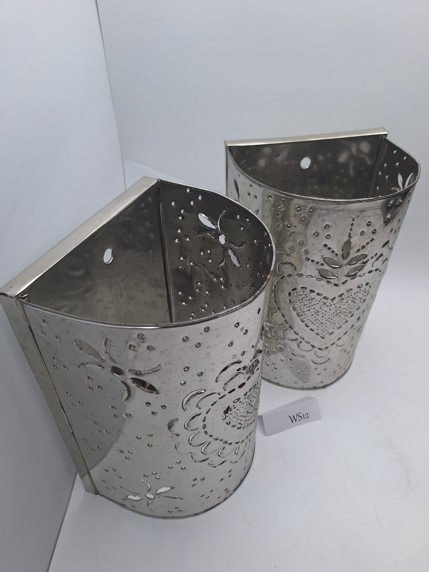 Silver Tin Wall Sconce Set