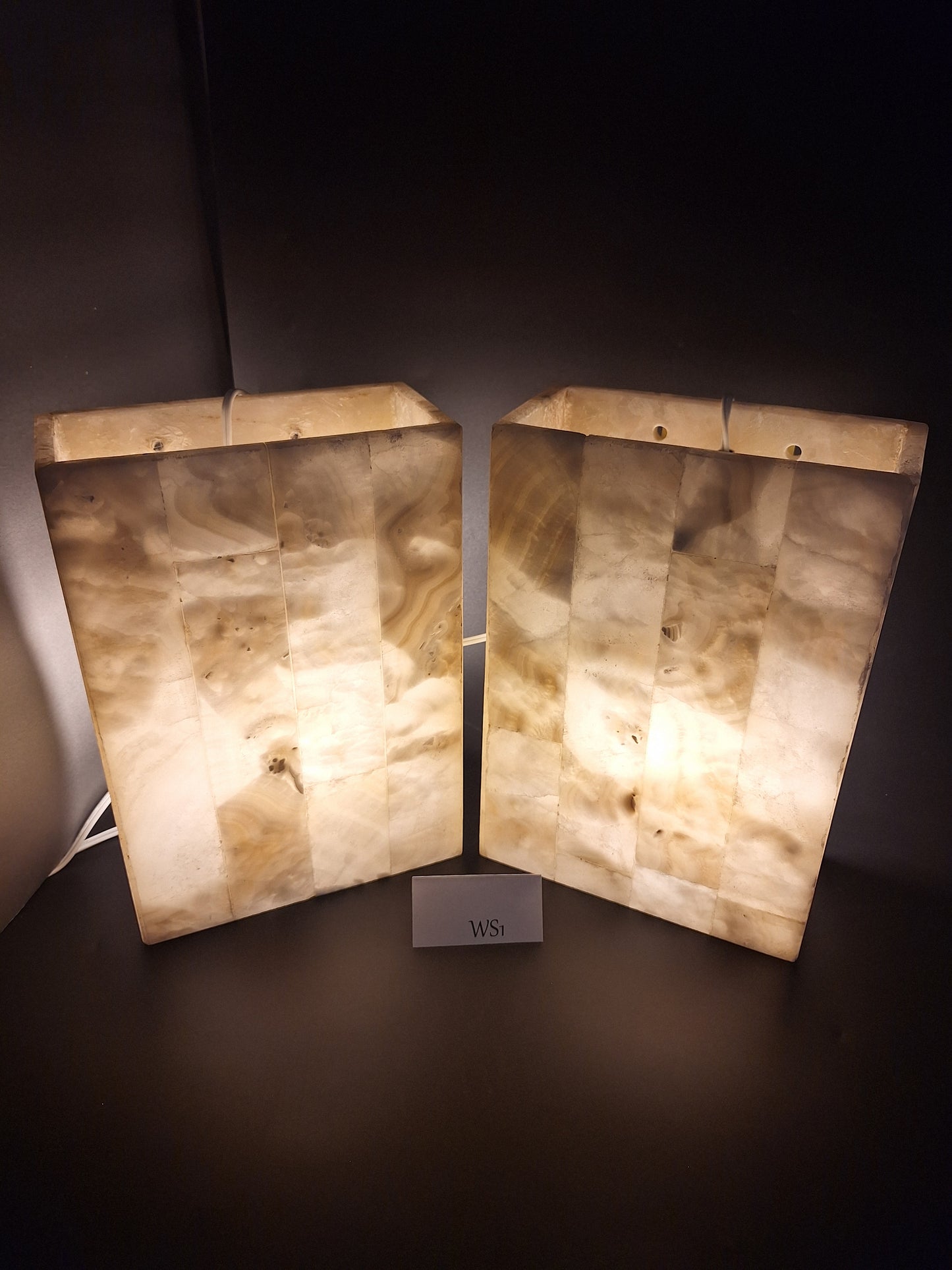 Beige Onyx Wall Sconce Set