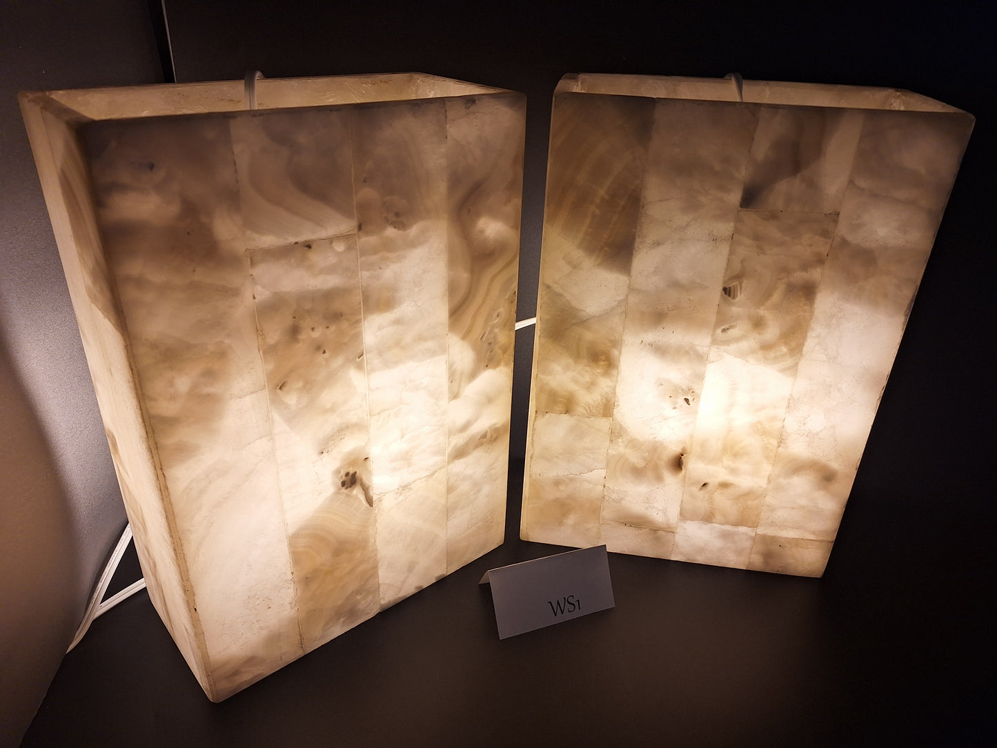 Beige Onyx Wall Sconce Set