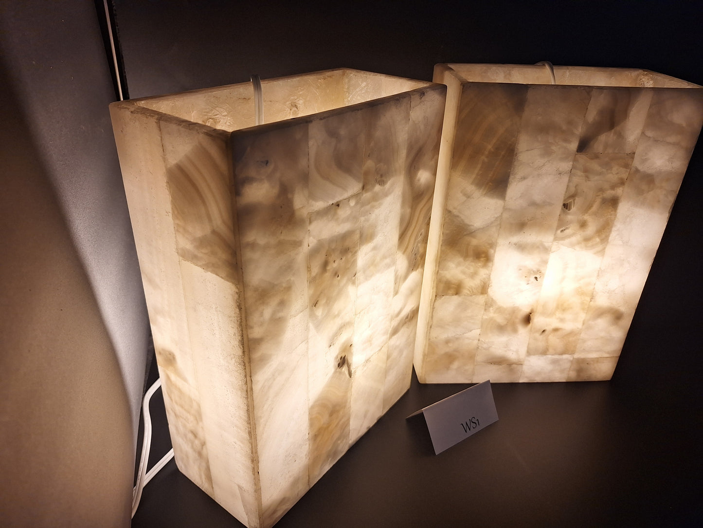 Beige Onyx Wall Sconce Set