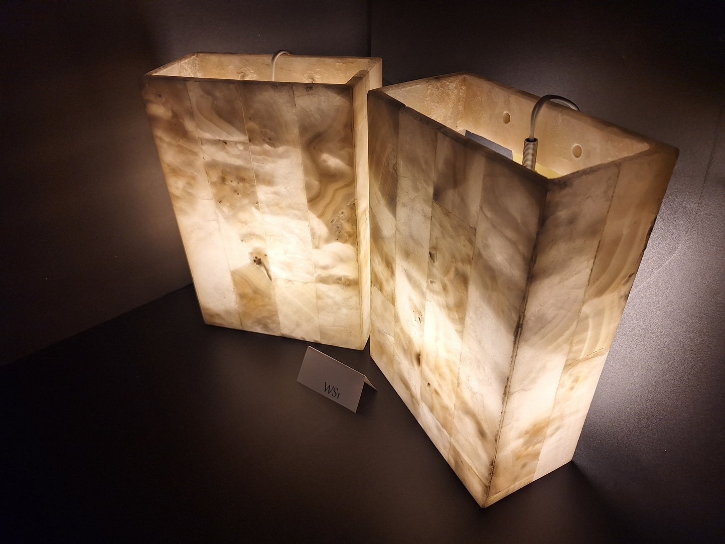 Beige Onyx Wall Sconce Set