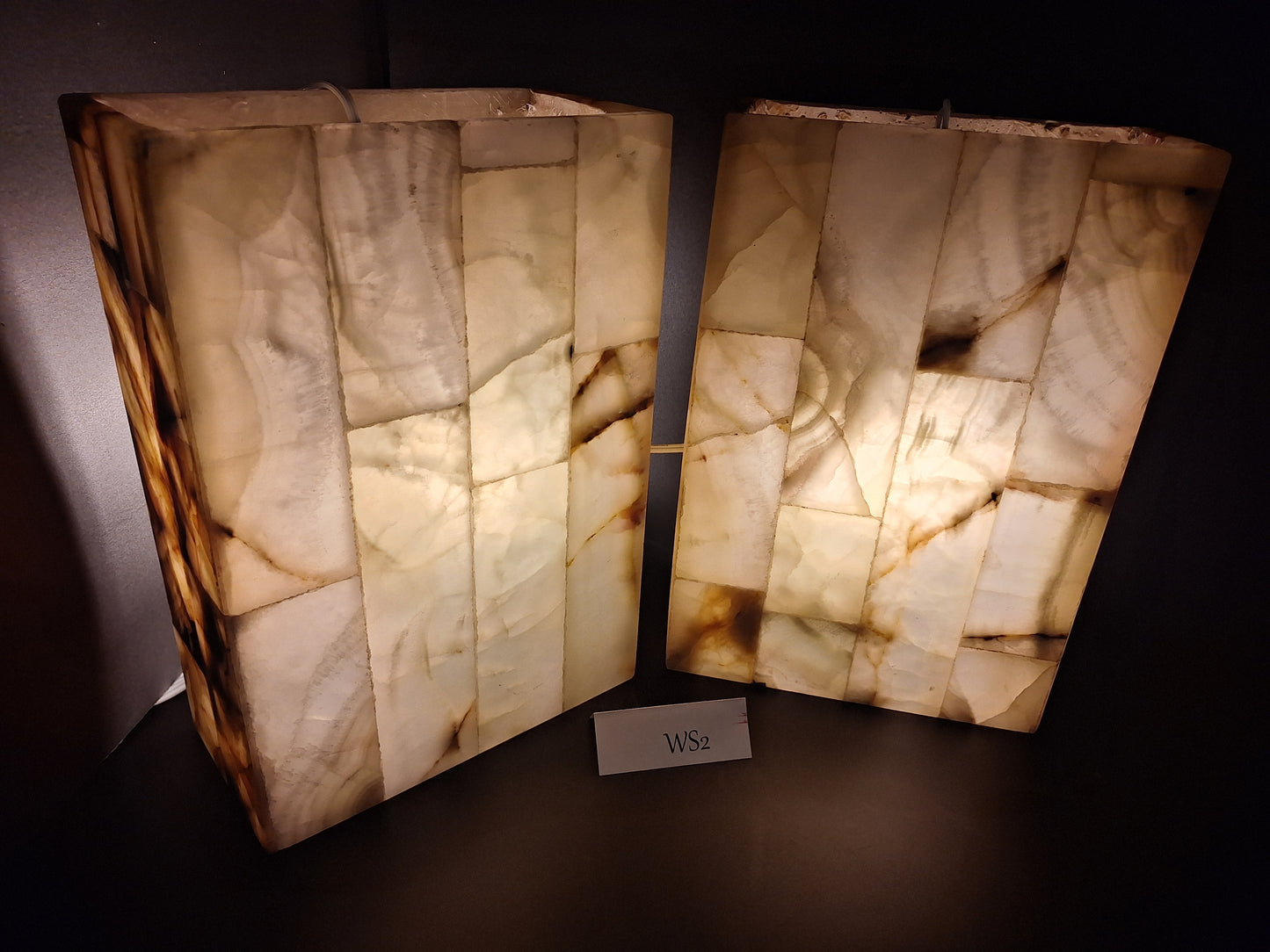 Beige & Green Onyx Wall Sconce Set
