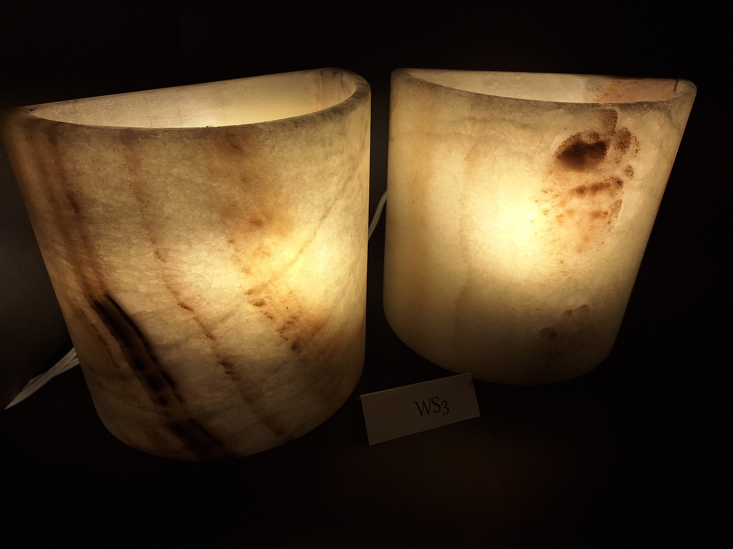 Beige & Orange Onyx Wall Sconce Set