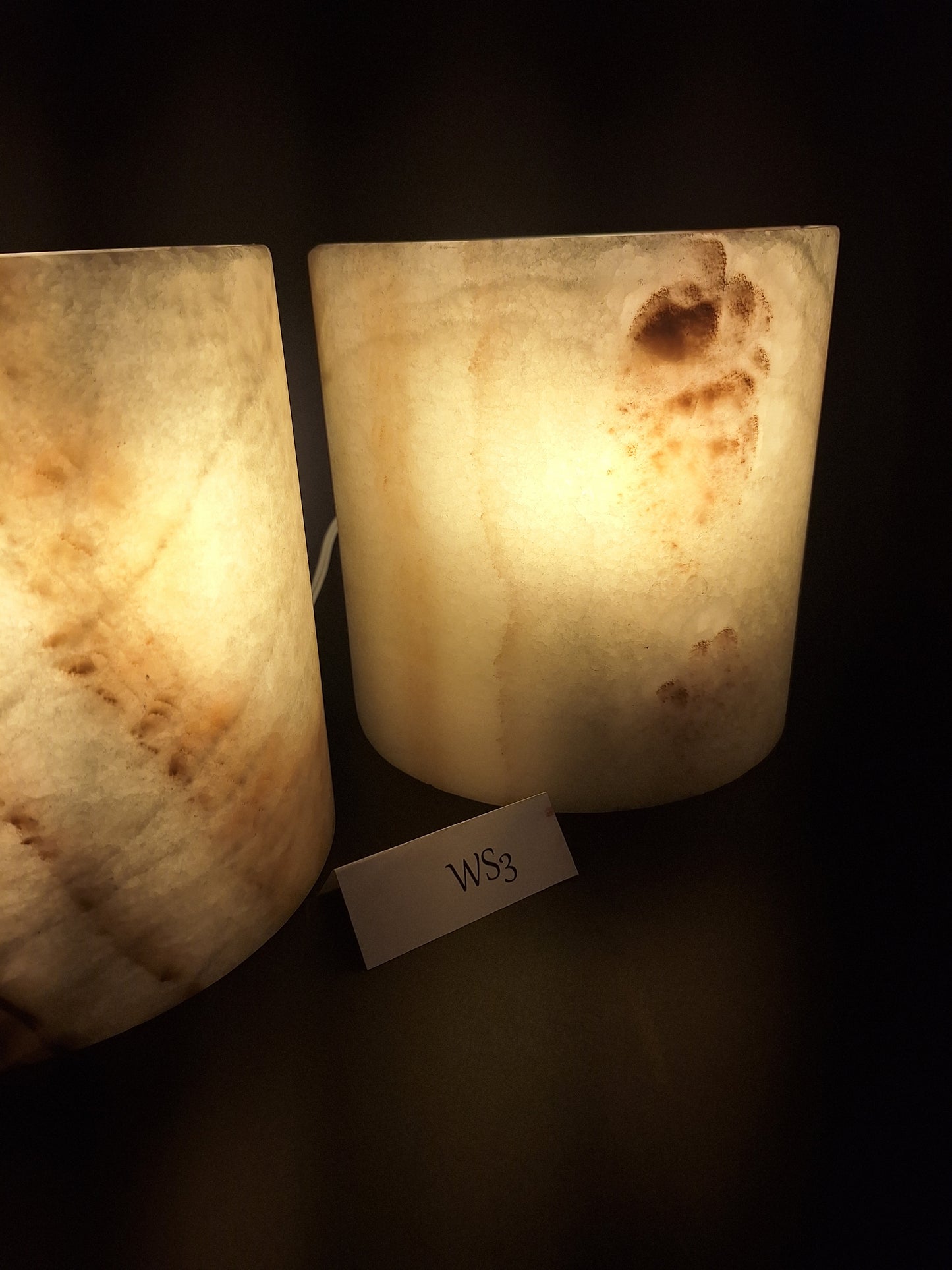 Beige & Orange Onyx Wall Sconce Set