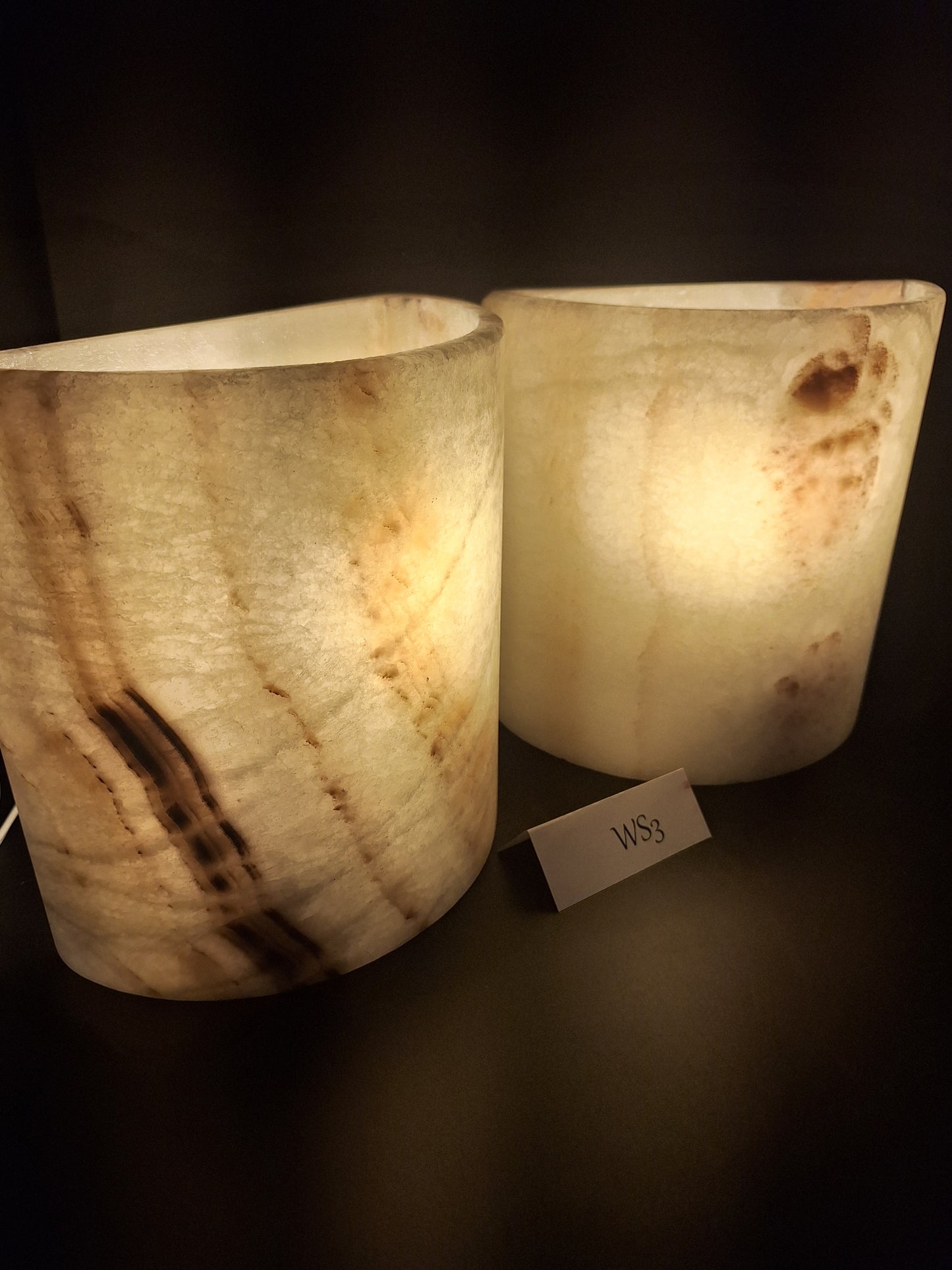 Beige & Orange Onyx Wall Sconce Set