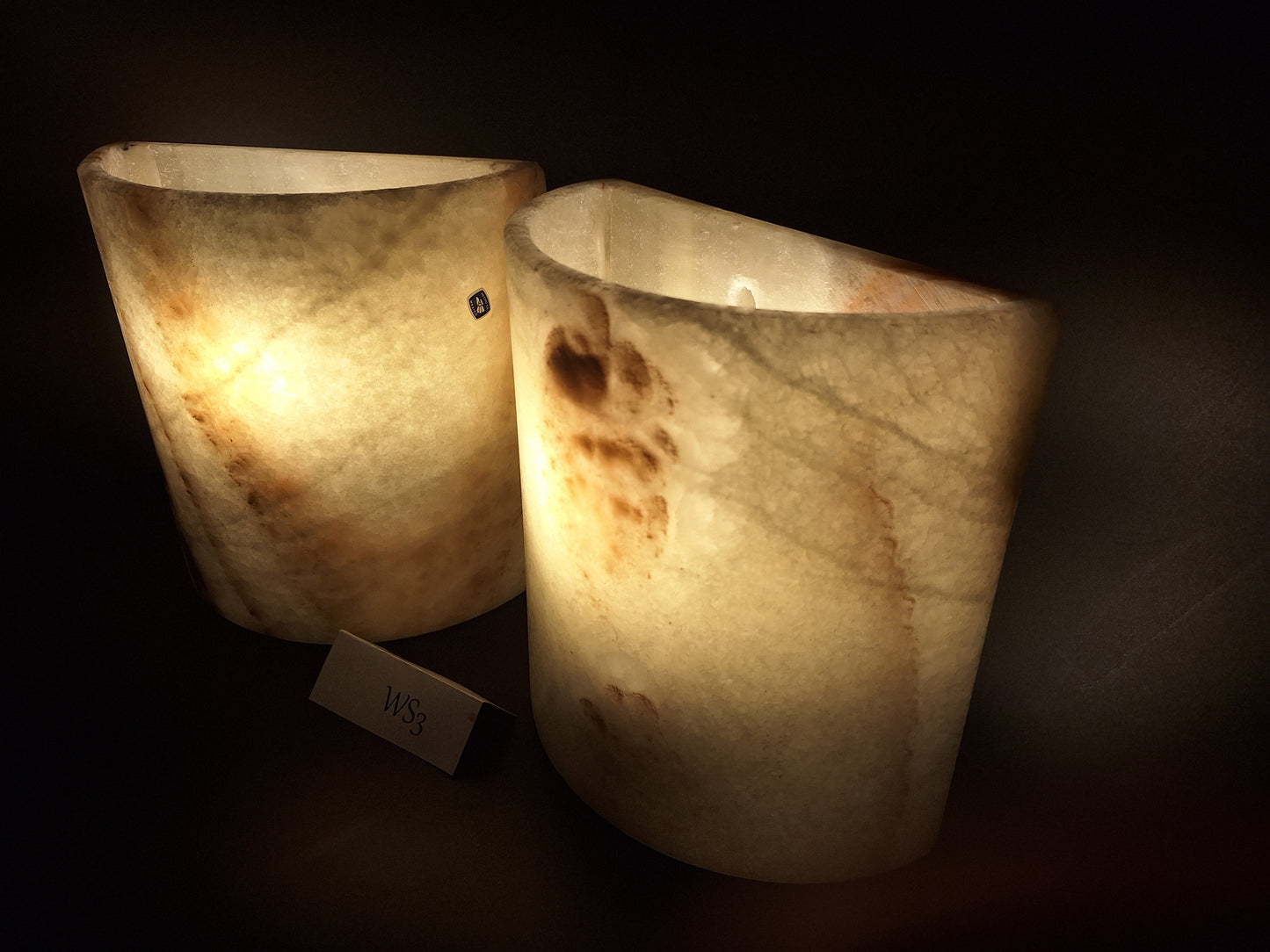 Beige & Orange Onyx Wall Sconce Set