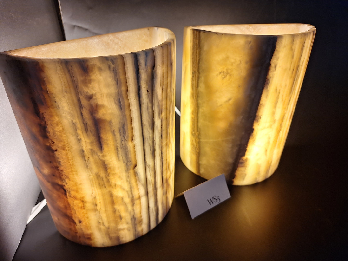 Orange & Black Onyx Wall Sconce Set