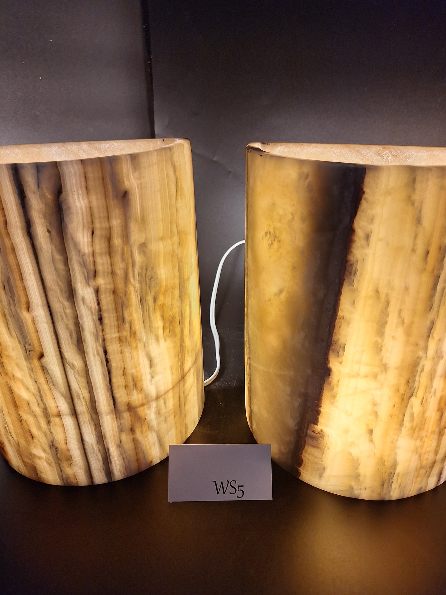 Orange & Black Onyx Wall Sconce Set