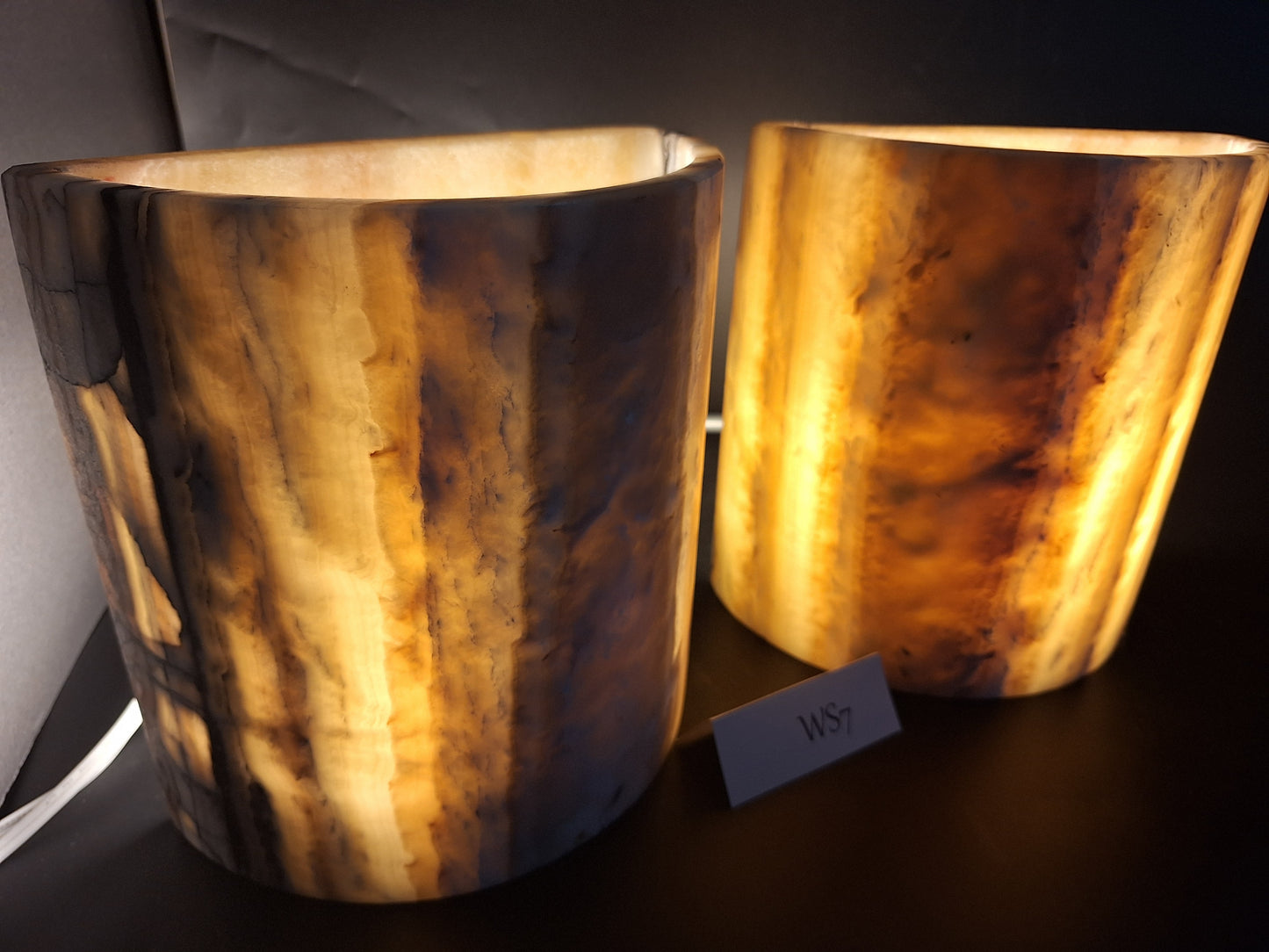 Beige & Yellow Onyx Wall Sconce Set