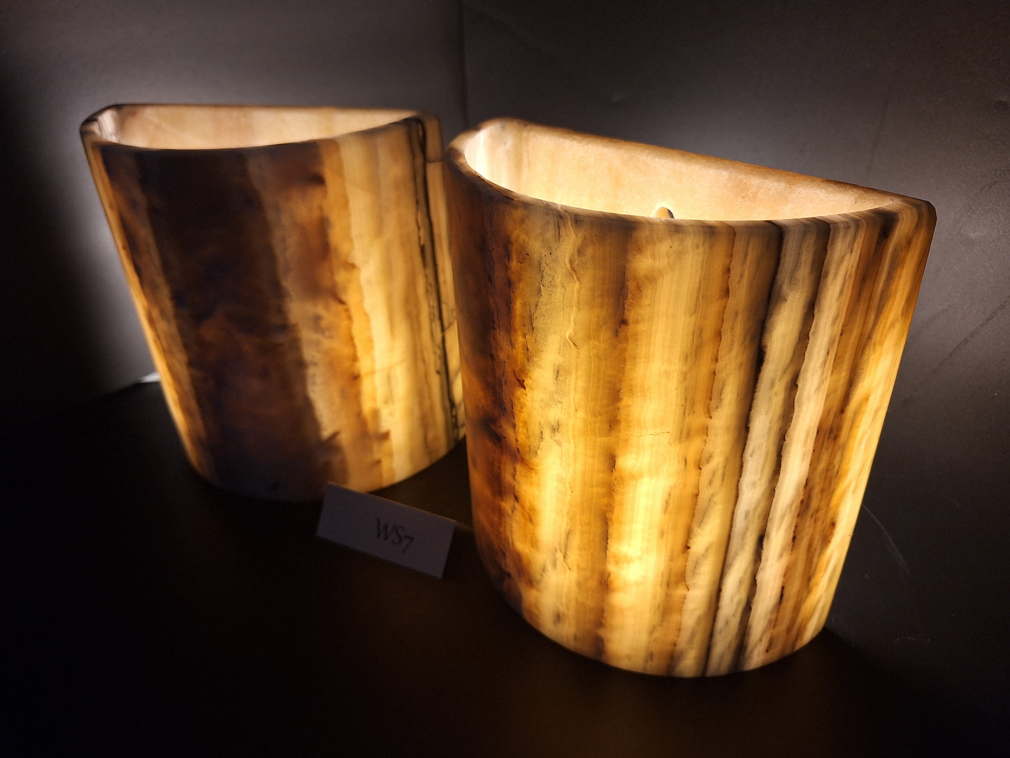 Beige & Yellow Onyx Wall Sconce Set