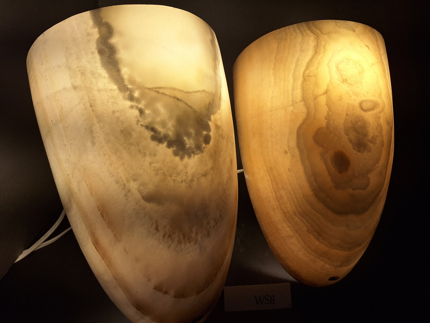 Beige & White Onyx Wall Sconce Set