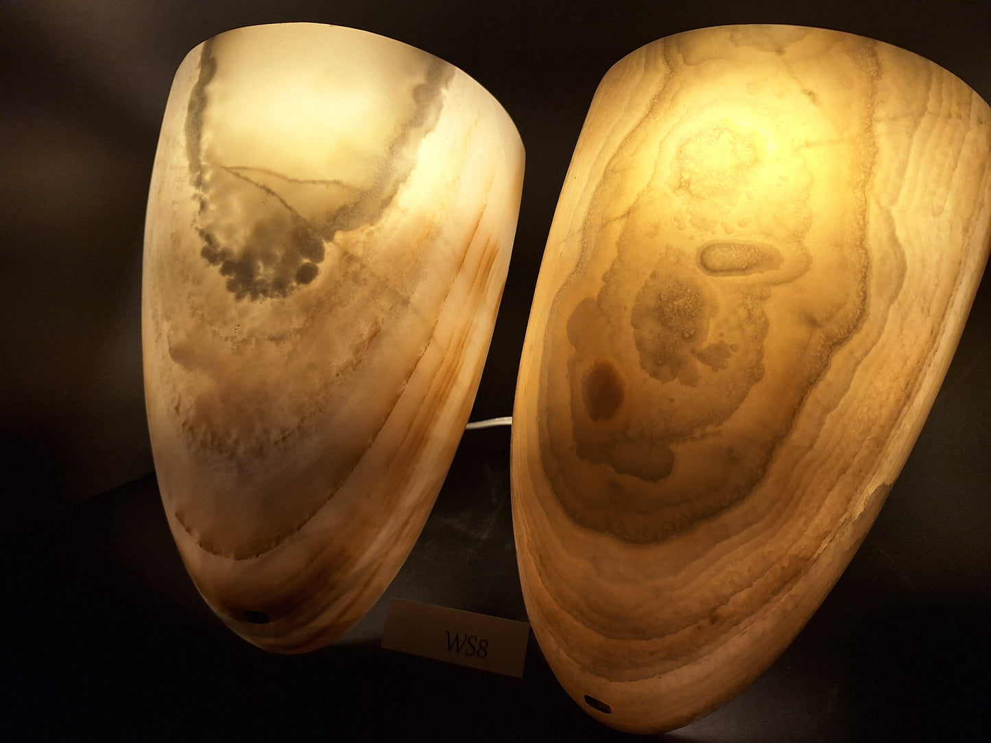 Beige & White Onyx Wall Sconce Set