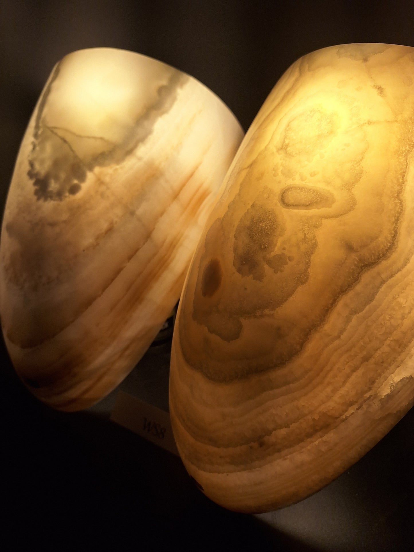 Beige & White Onyx Wall Sconce Set