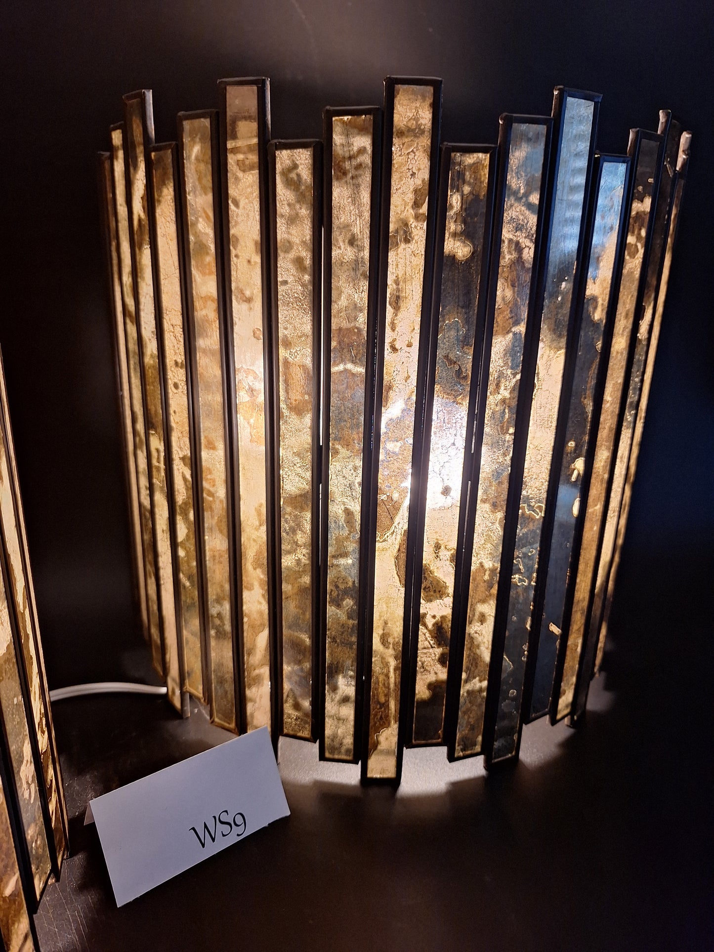 Distressed Tin & Glass Wall Sconce Set