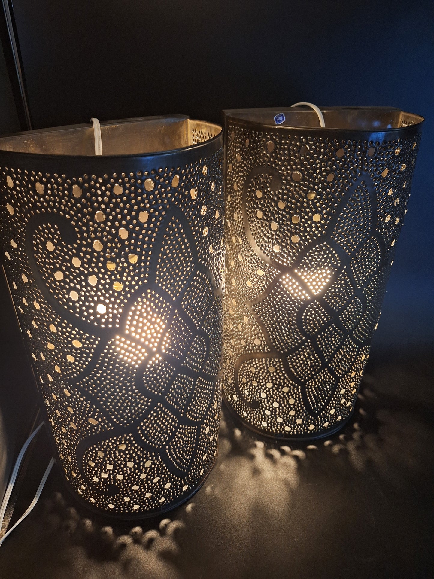Brown Tin Wall Sconce Set