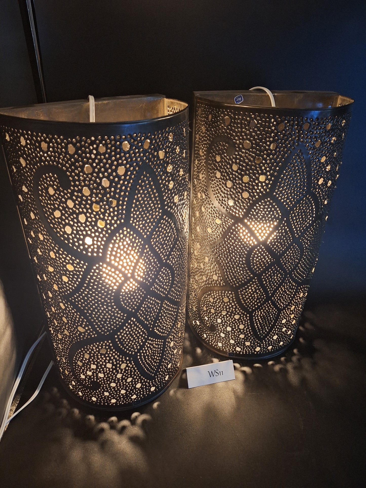 Brown Tin Wall Sconce Set