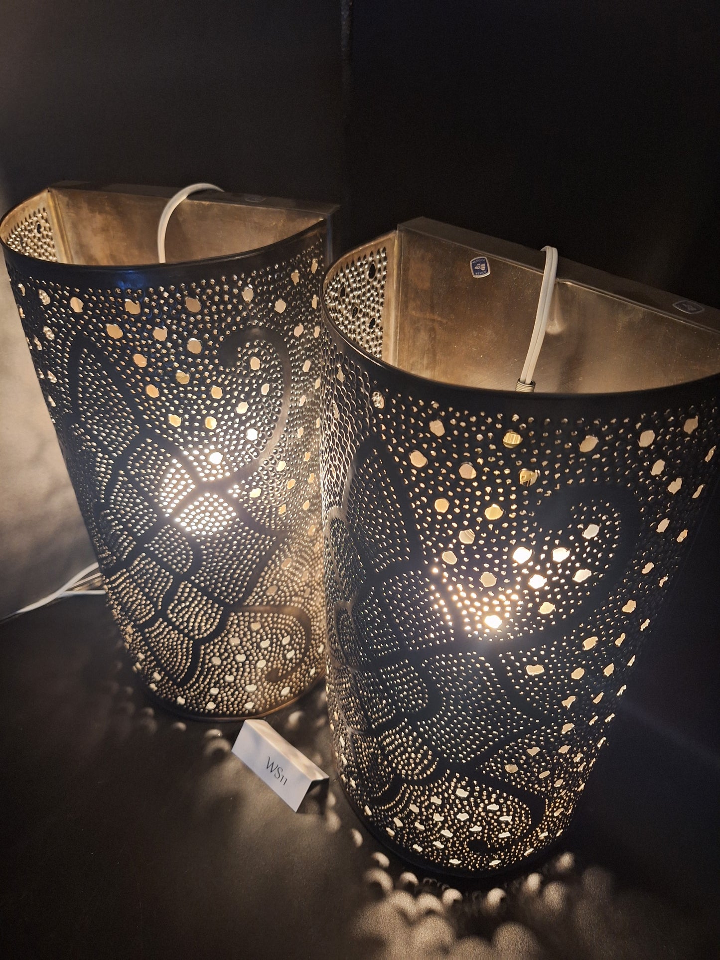 Brown Tin Wall Sconce Set