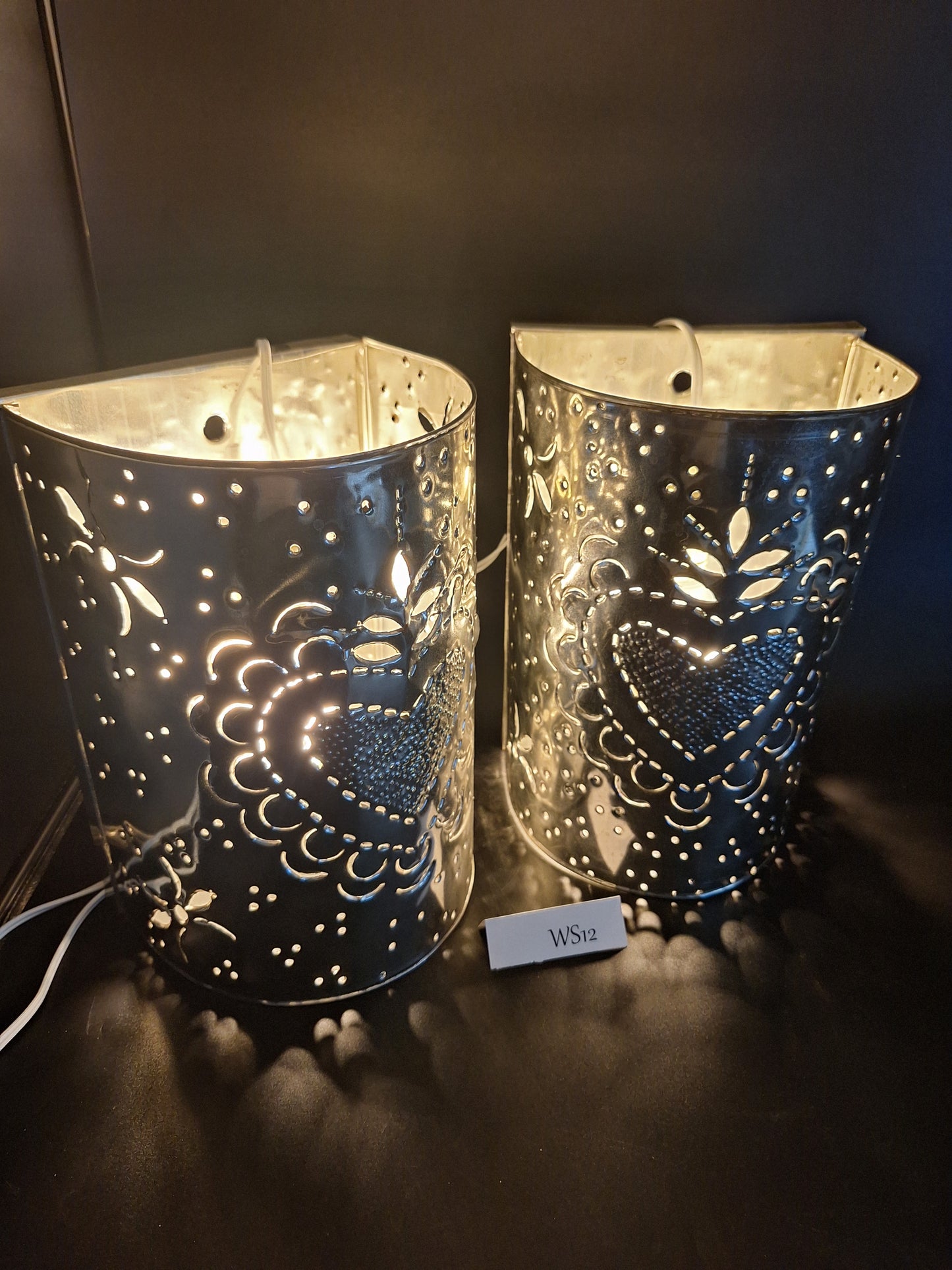 Silver Tin Wall Sconce Set