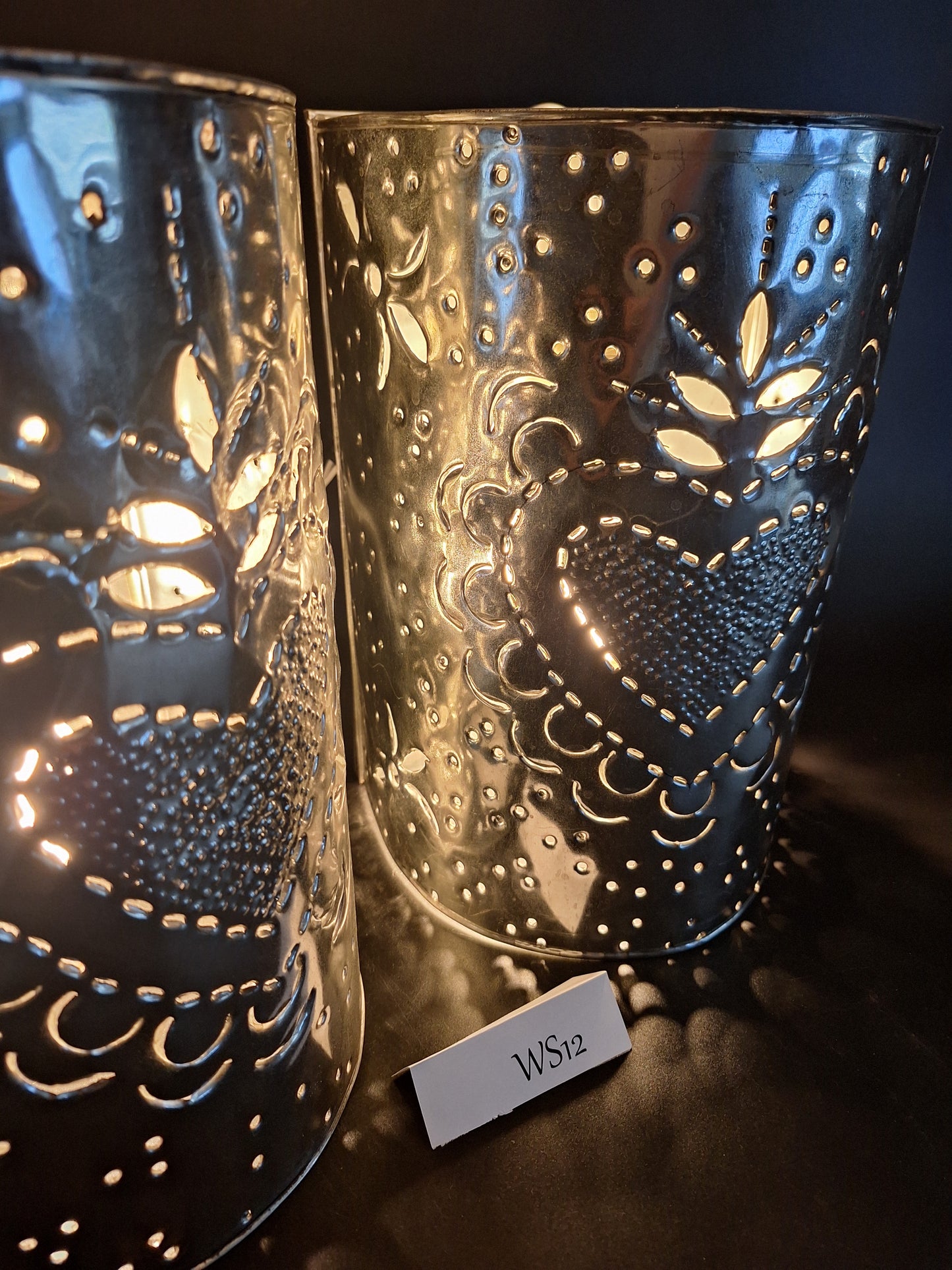 Silver Tin Wall Sconce Set