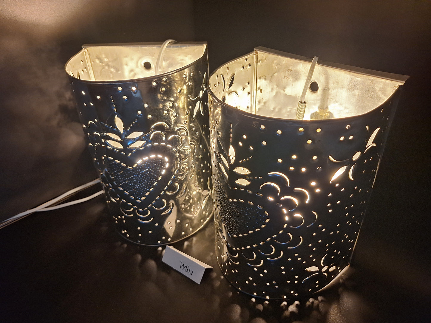 Silver Tin Wall Sconce Set