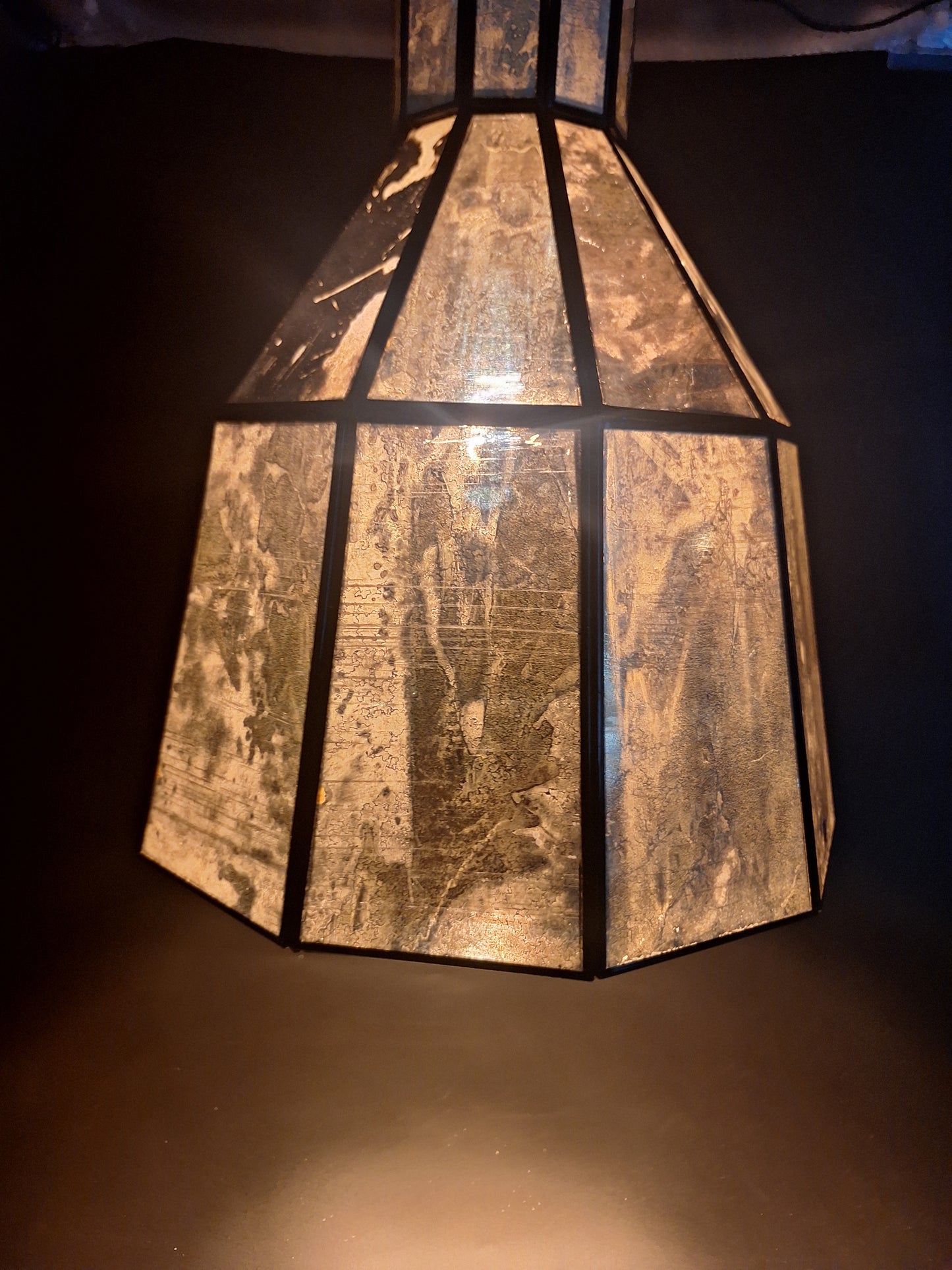 Big Bell Distressed Gold & Tin Geometric Ceiling Pendant Lamp