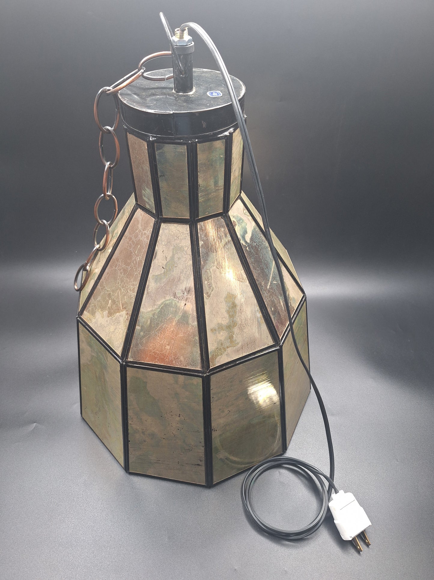Big Bell Distressed Gold & Tin Geometric Ceiling Pendant Lamp