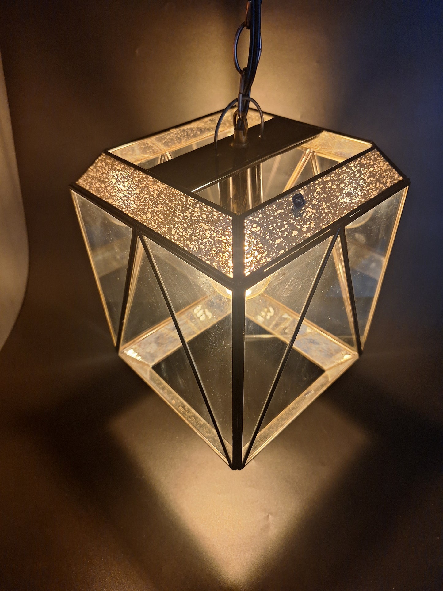 Gold & Tin Geometric Cube Ceiling Pendant Lamp