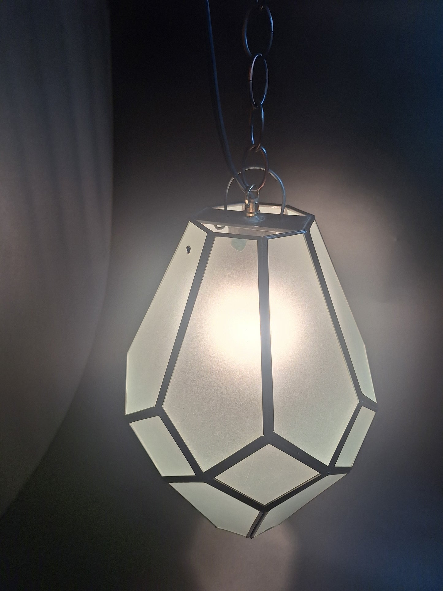 Medium Frosted Glass Geometric Pendant Light