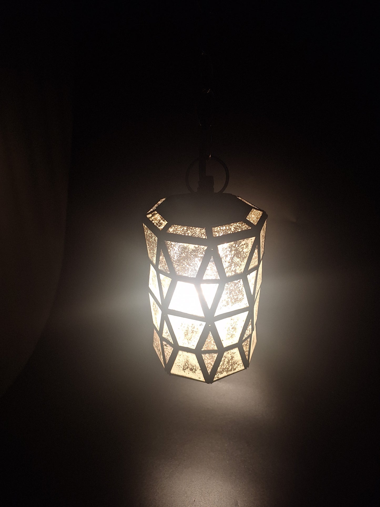 Small Gold Tin Geometric Cylinder Ceiling Pendant Lamp