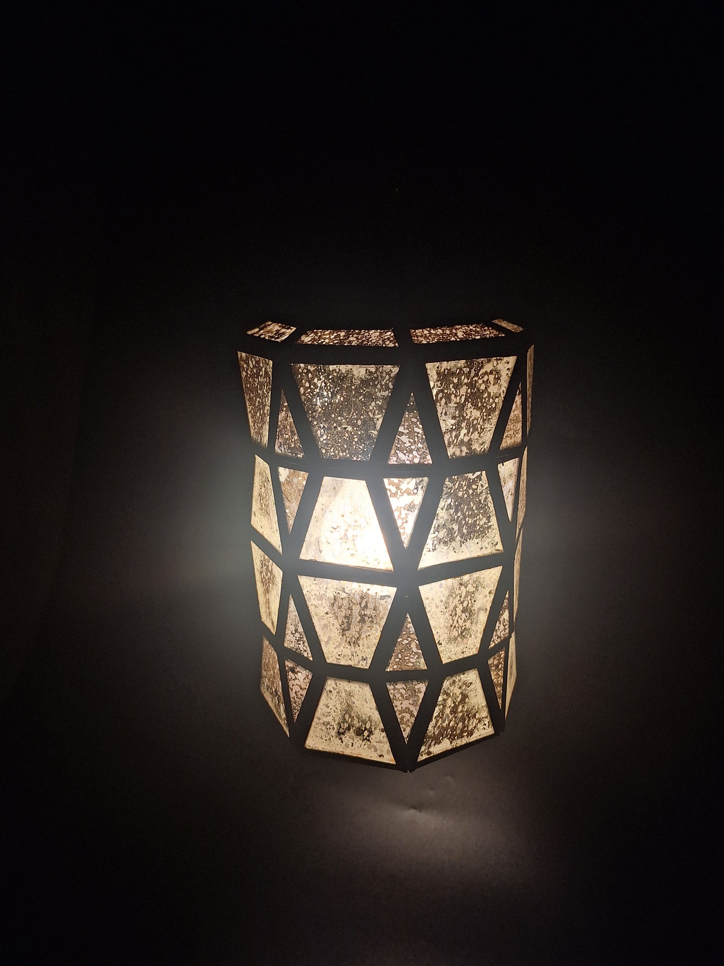 Small Gold Tin Geometric Cylinder Ceiling Pendant Lamp