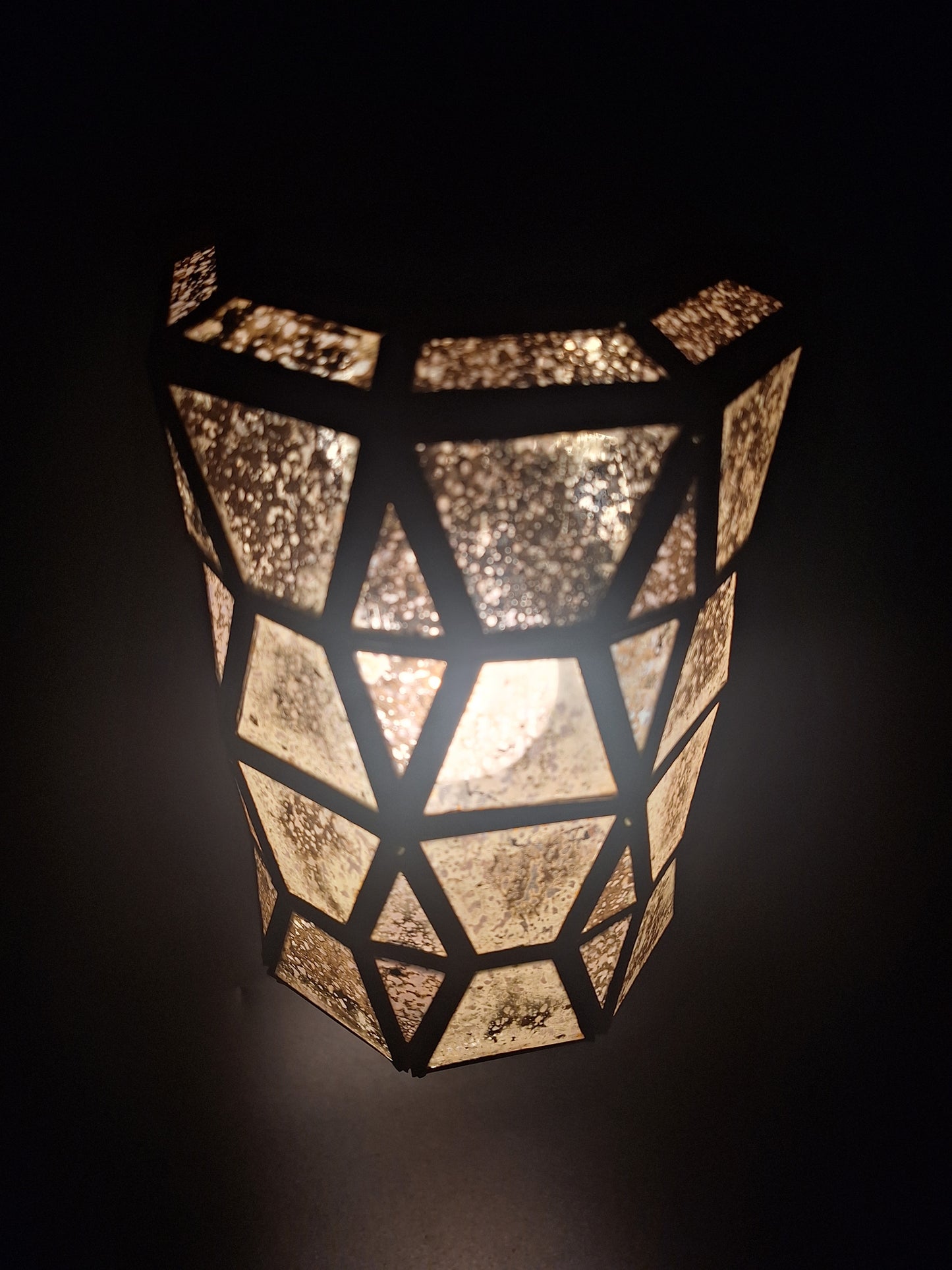 Small Gold Tin Geometric Cylinder Ceiling Pendant Lamp