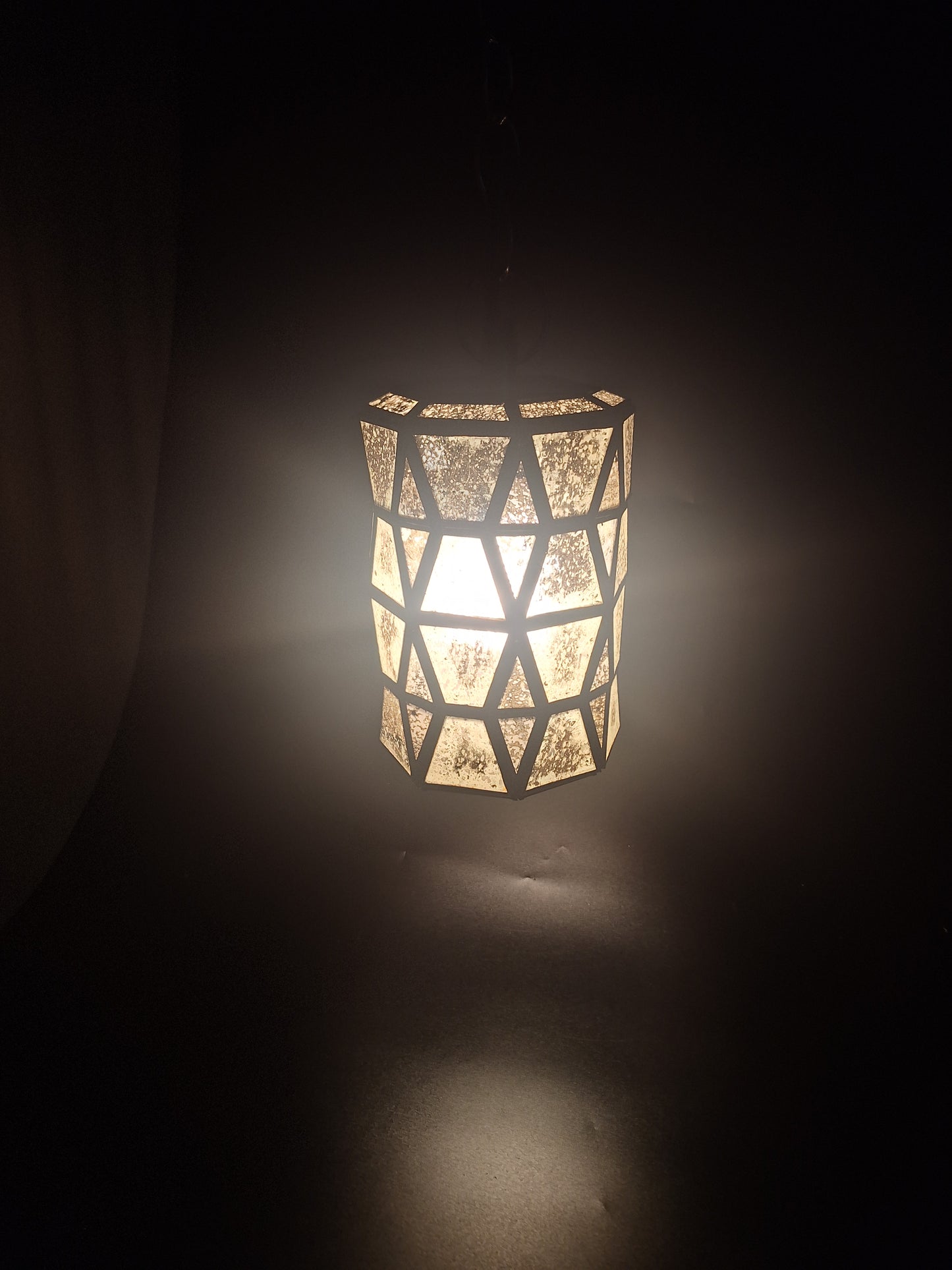 Small Gold Tin Geometric Cylinder Ceiling Pendant Lamp