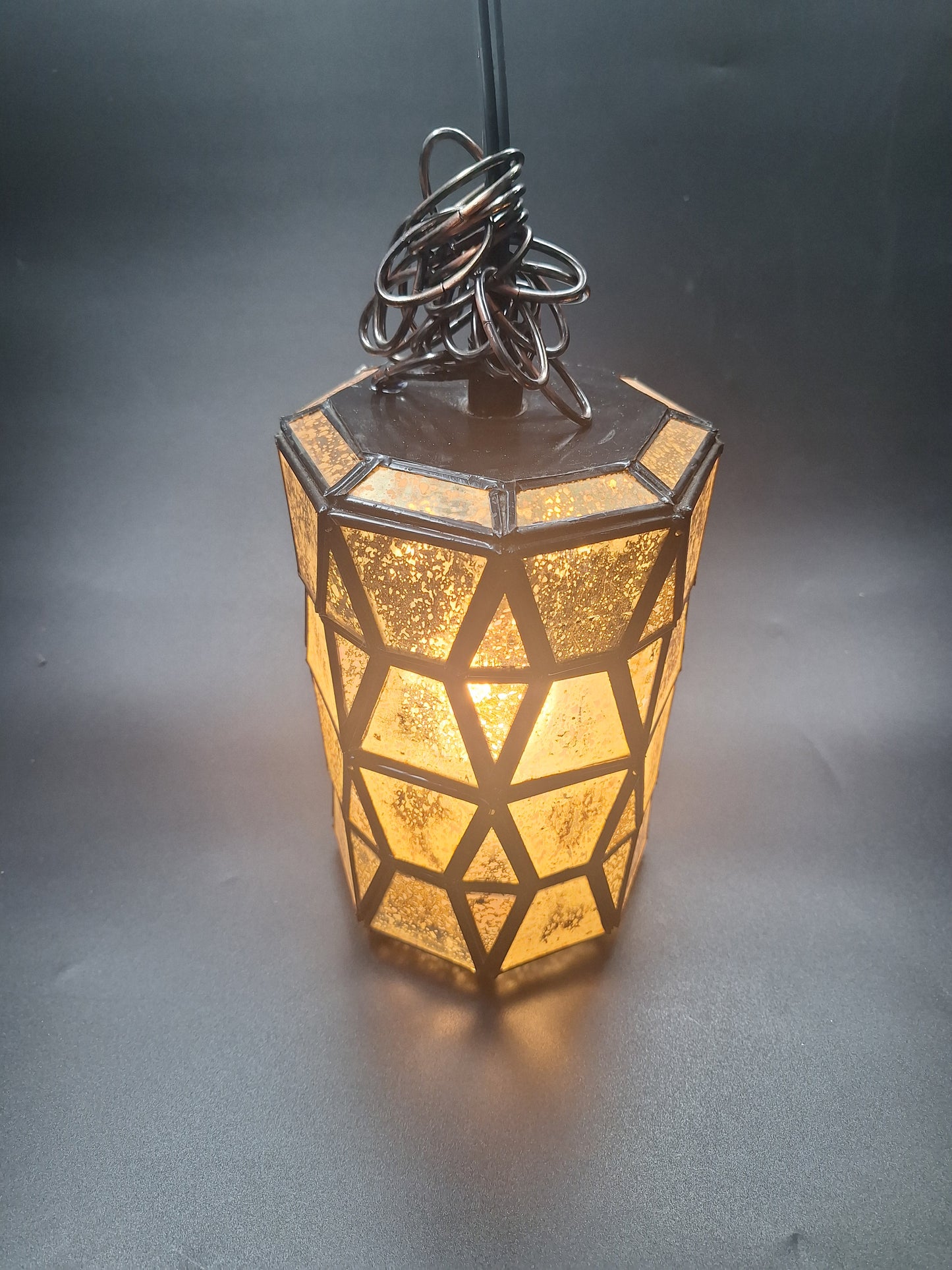 Small Gold Tin Geometric Cylinder Ceiling Pendant Lamp