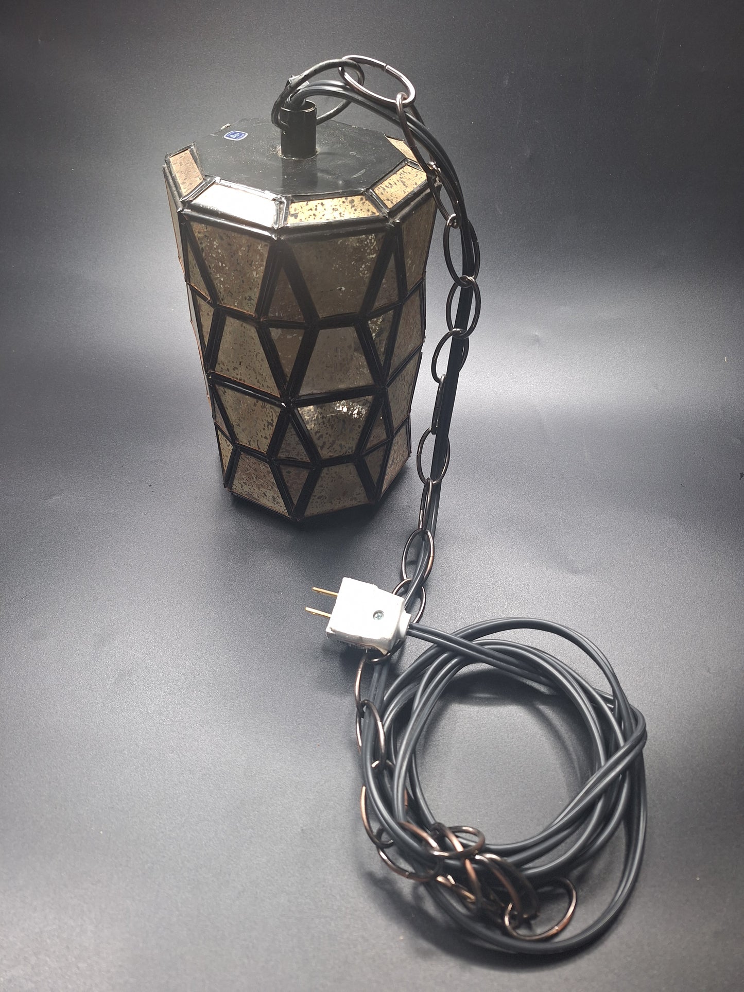 Small Gold Tin Geometric Cylinder Ceiling Pendant Lamp