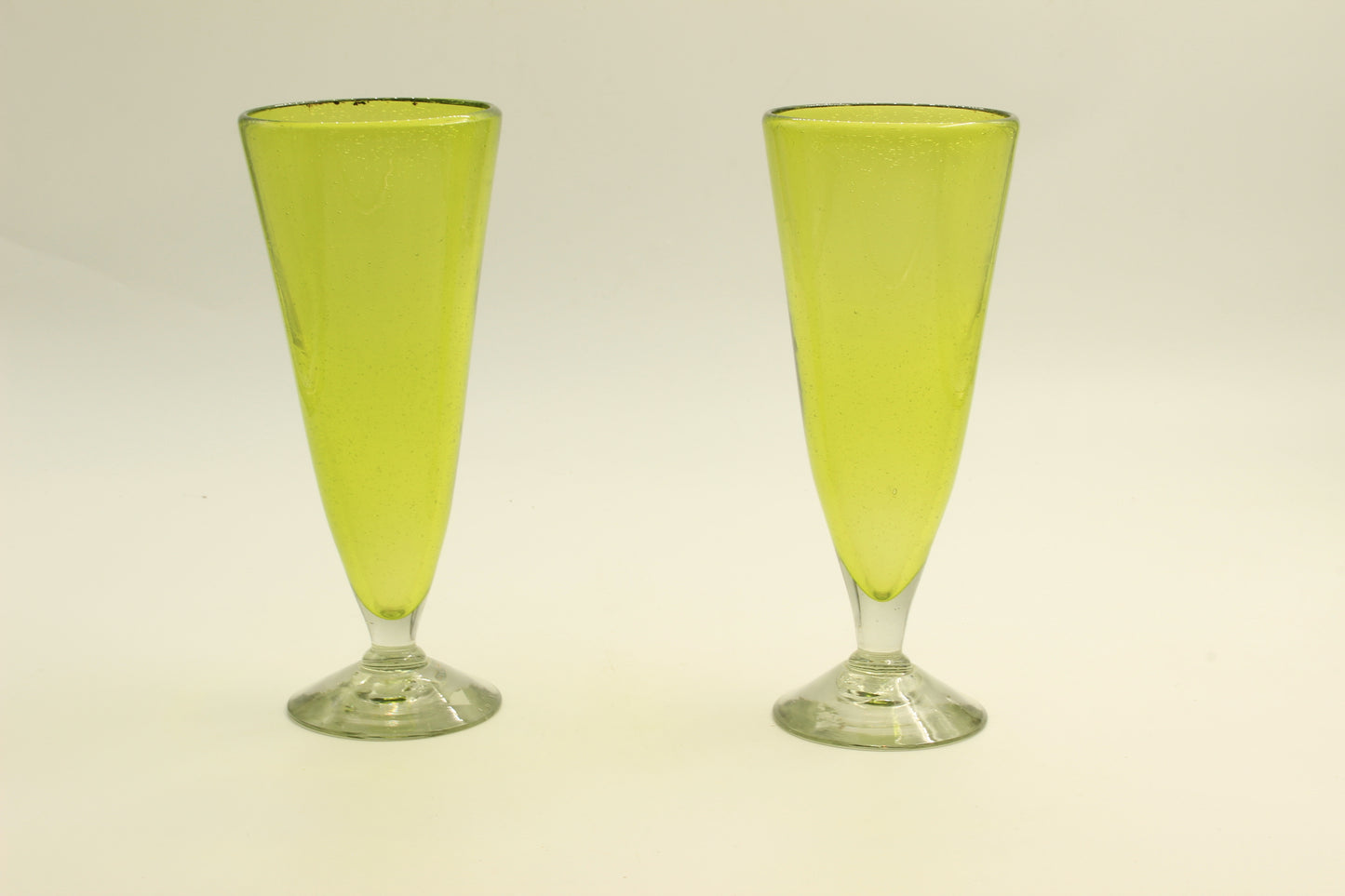 Olive Green Tall Blown Glass Set