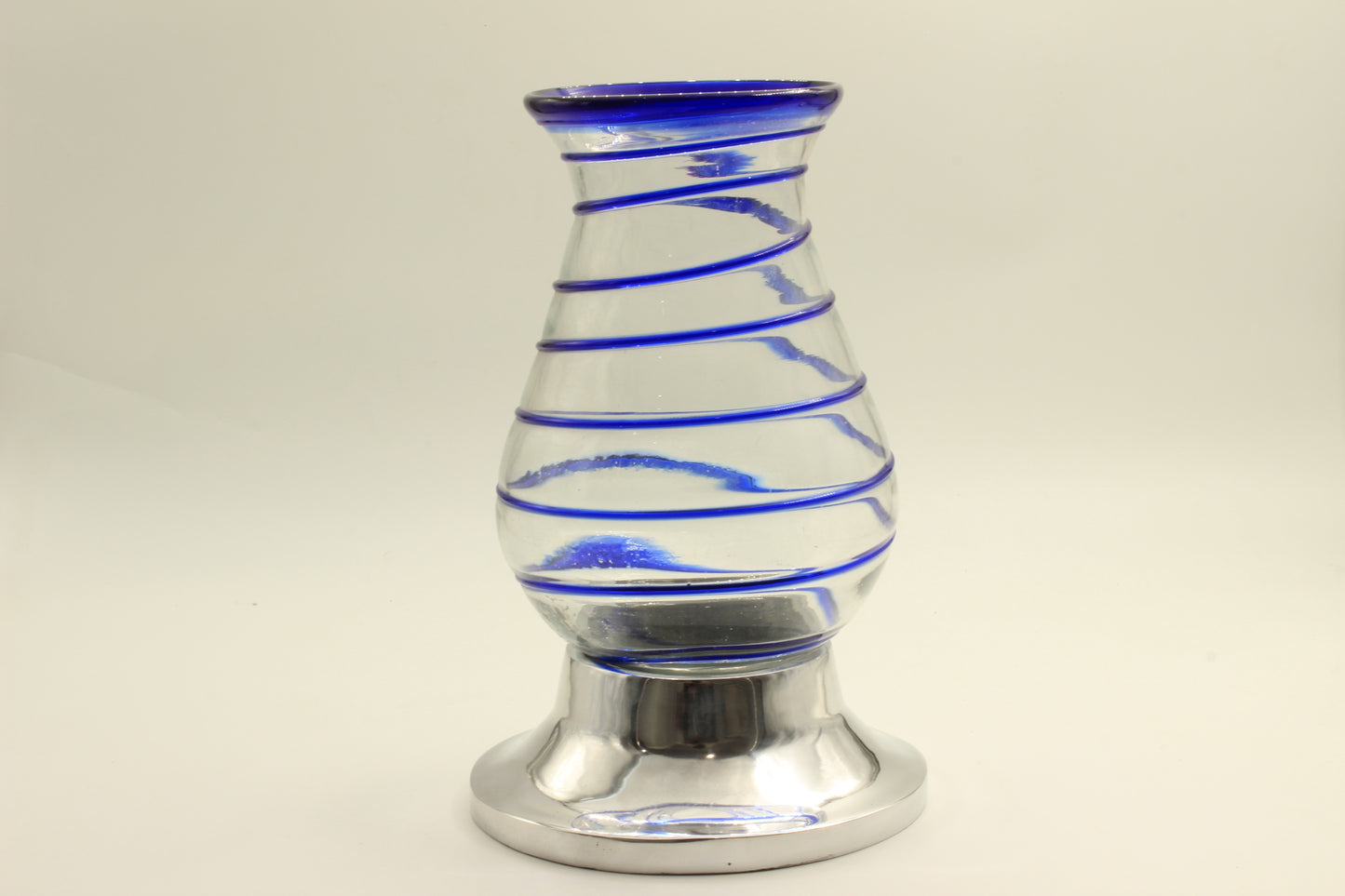 Blue Swirl Big Blown Glass Vase