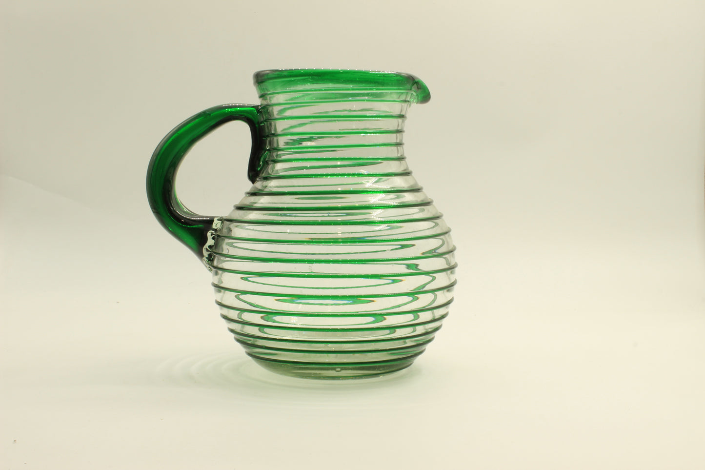 Green Swirl Blown Glass Water Jug