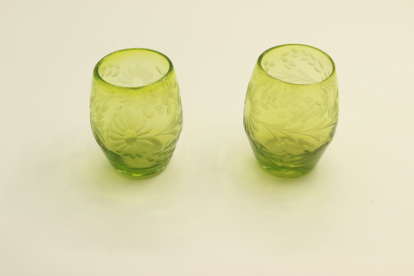 Olive Green Oval Blown Glass Set