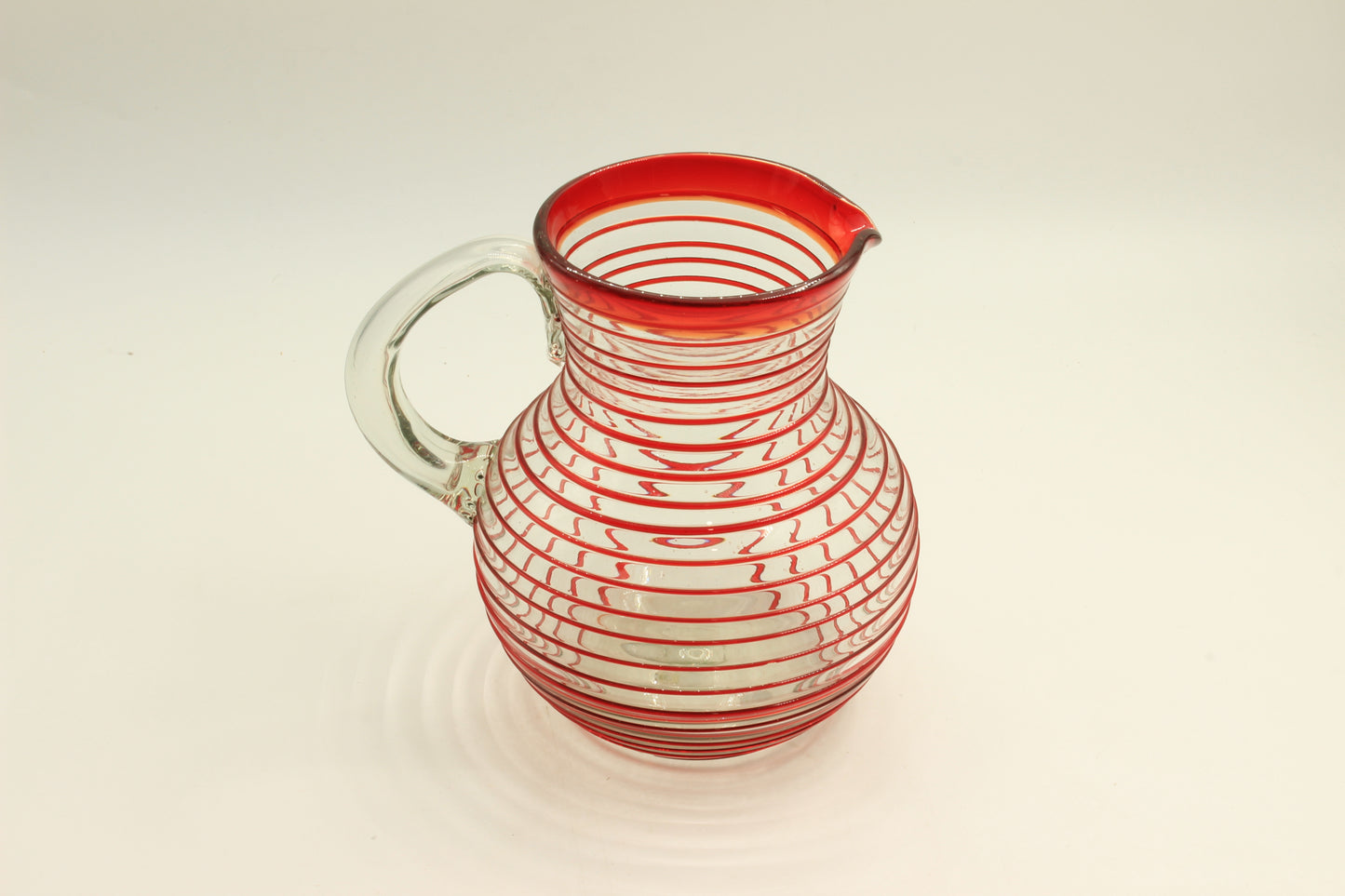 Red Swirl Blown Glass Water Jug
