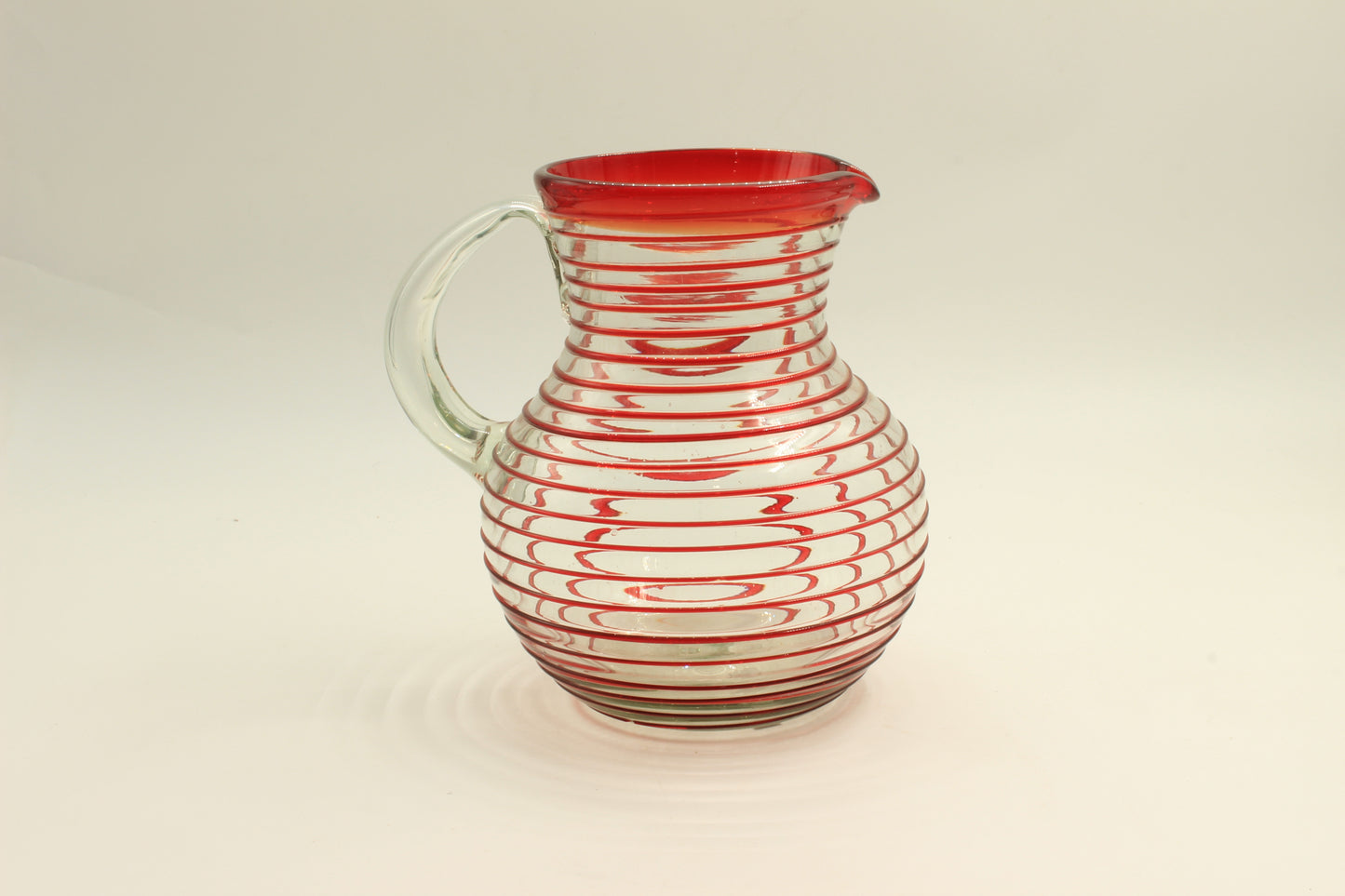Red Swirl Blown Glass Water Jug