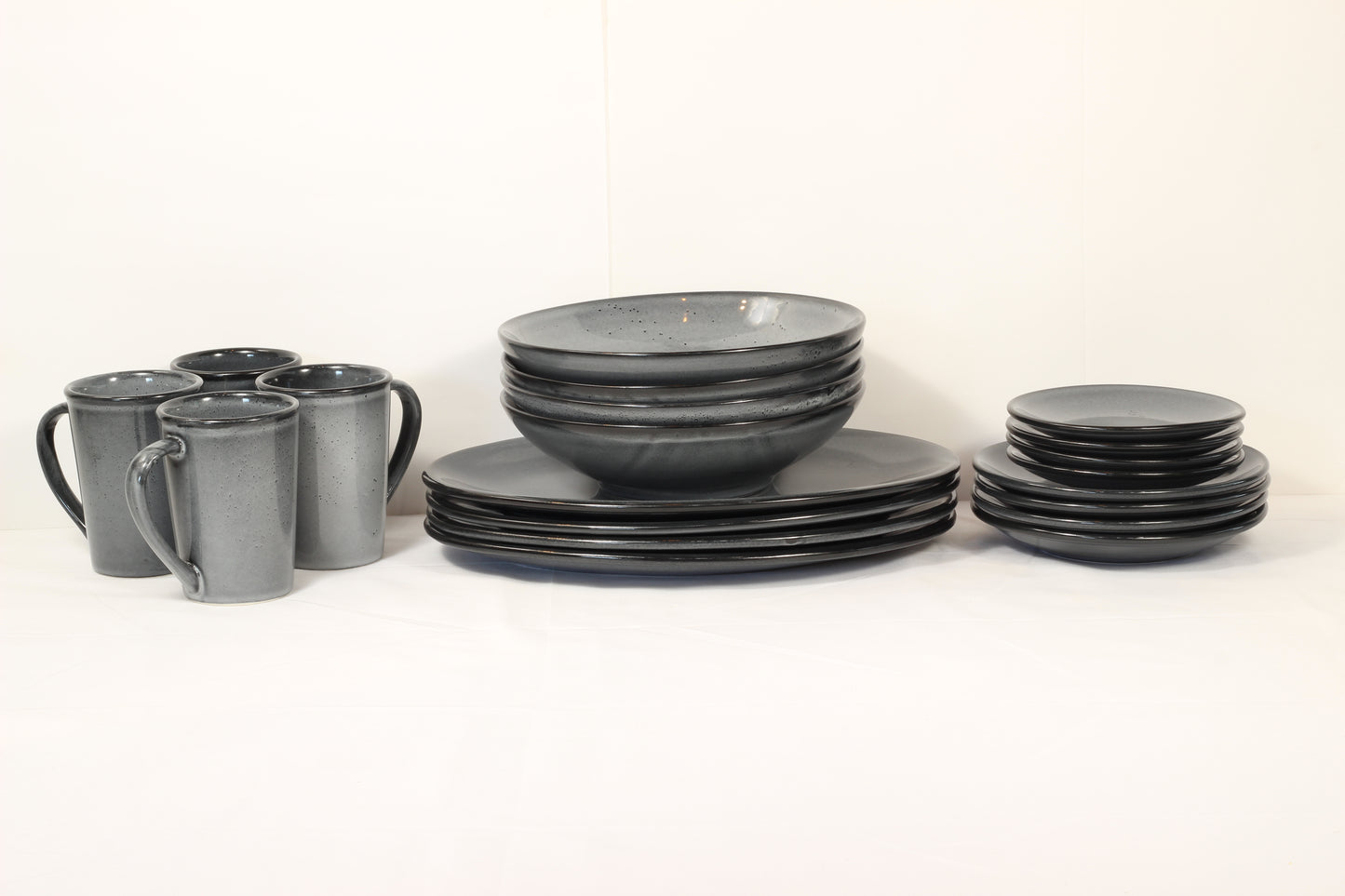 Anfora Denali Grey- 20 Piece Full Family Dinnerware Set